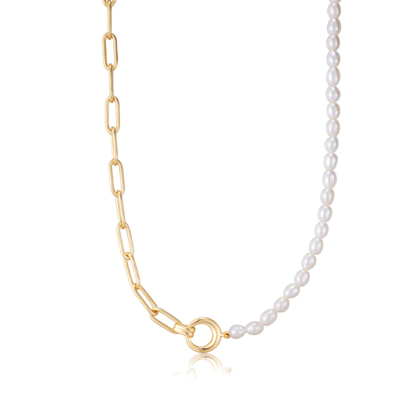 Ania Haie Pearl Power 925 Sterling Silberen Goldfarbene Kette AH-N043-01G