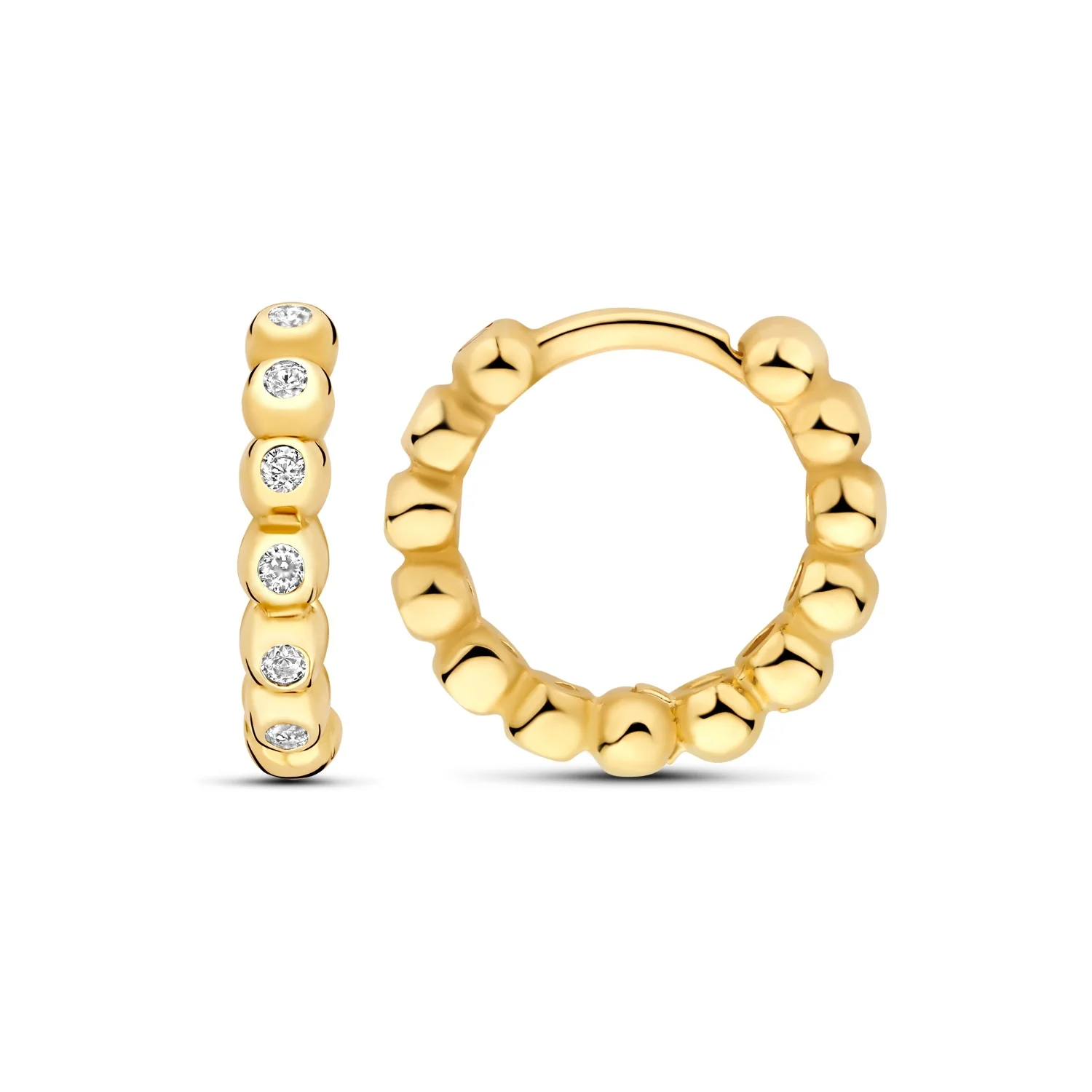 Beloro Jewels Monte Napoleone Elena 9 Karat Gold Creolen mit Zirkonia-Steinen (8,3 mm) BO360114 - Image 4