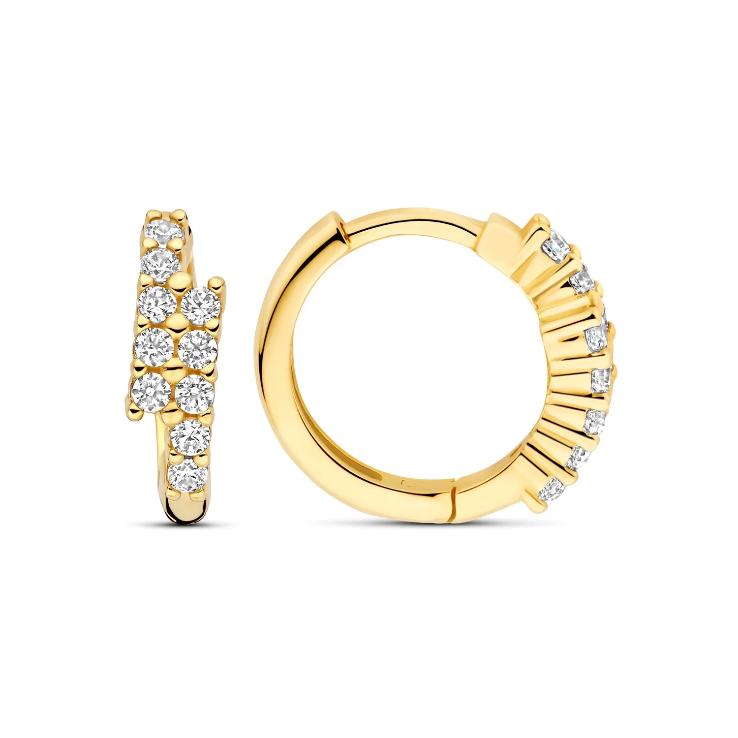 Beloro Jewels Monte Napoleone Joley 9 Karat Gold Creolen mit Zirkonia-Steinen (9,7 mm) BO360117 - Image 4