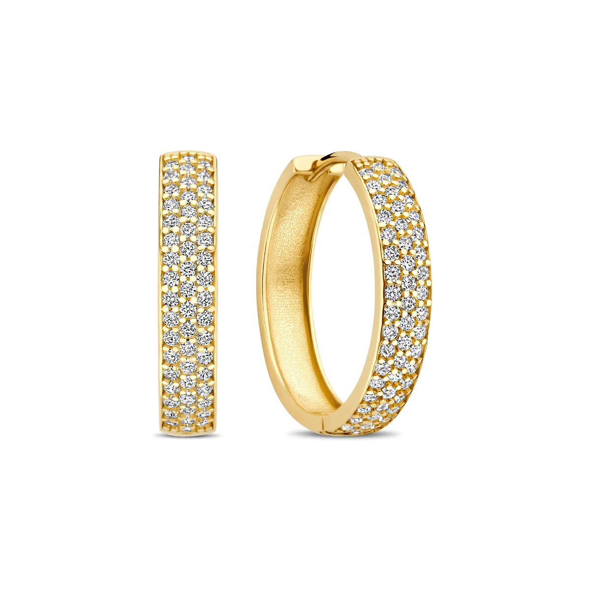 Beloro Jewels Monte Napoleone Stella 9 karat gold hoop earrings with zirconia BO360087