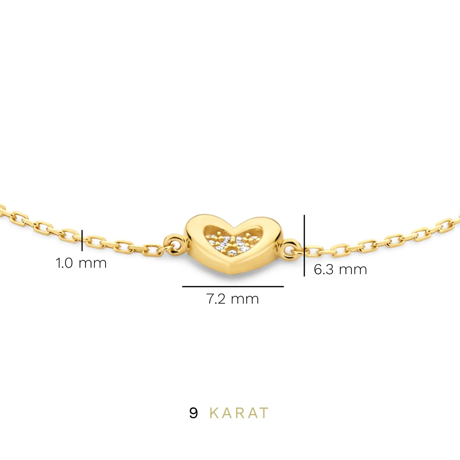 Beloro Jewels Regalo d'Amore 9 Karat Gold Armband und Ohrstecker Geschenkset mit Herz BO90054 - Image 7