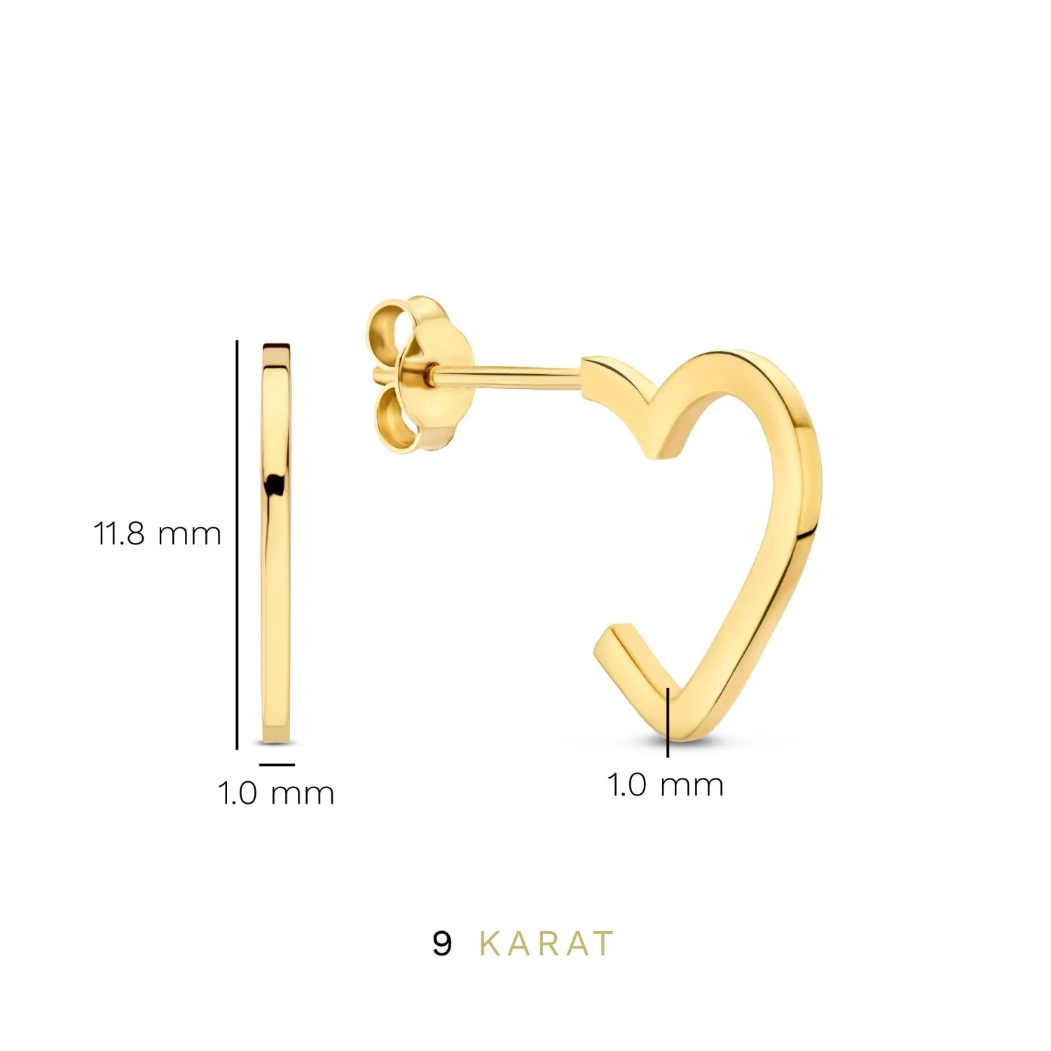 Beloro Jewels Regalo d'Amore 9 Karat Gold Ohrringe-Set mit Herz BO90051 - Image 8