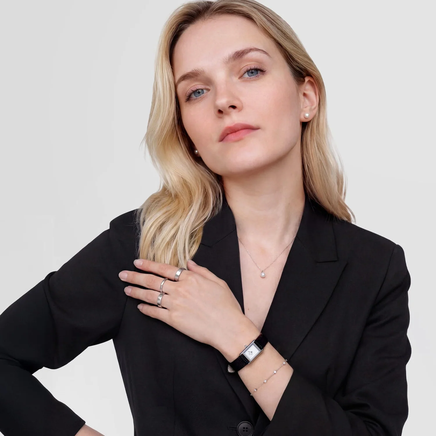 Daniel Wellington Bound Mini Black Lizard Silber Damen Uhr DW00100901 - Image 2