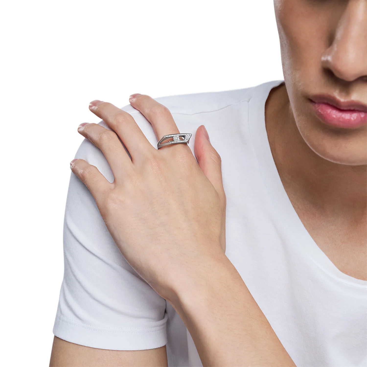 Diesel D Logo Silver Stainless Steel Ring DX16290407 - Image 2