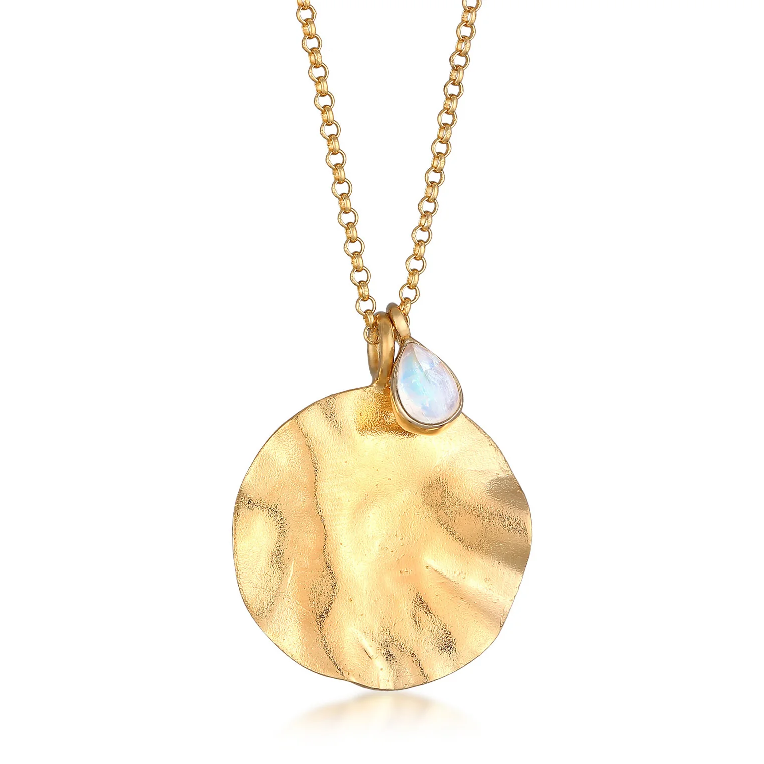 Elli 925 Sterling Silver Coin Necklace with Moonstone 2004-BF-0008221-001
