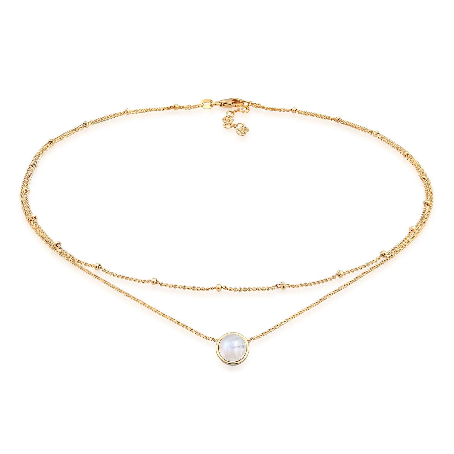 Elli 925 Sterling Silver Layered Choker with Moonstone 2004-BF-0008211-001