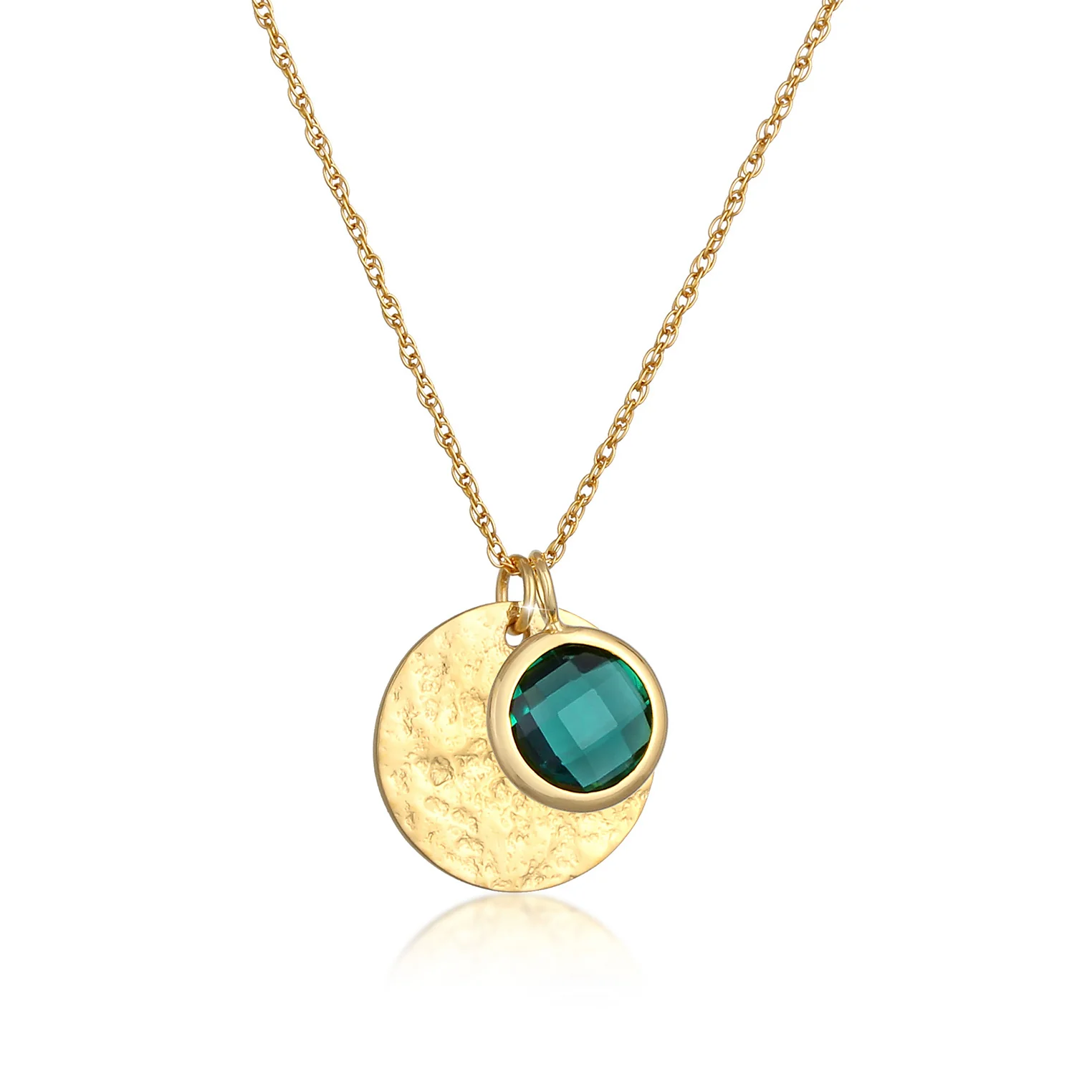 Elli 925 Sterling Silver Link Chain Necklace with Gemstone 2004-BF-0007768-001