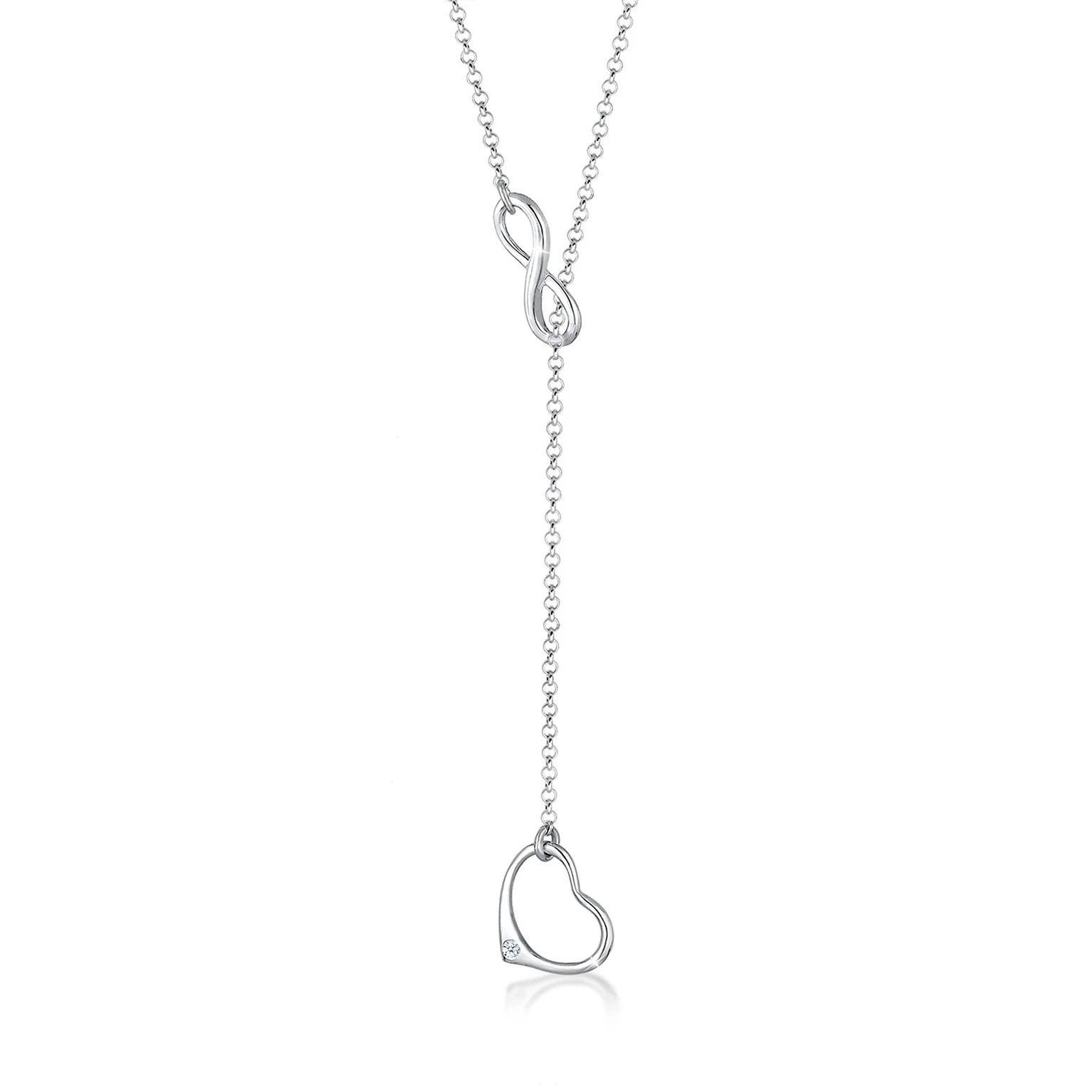 Elli 925 Sterling Silver Y Chain Necklace with Diamond (0.015 ct) 2004-BF-0008047-001