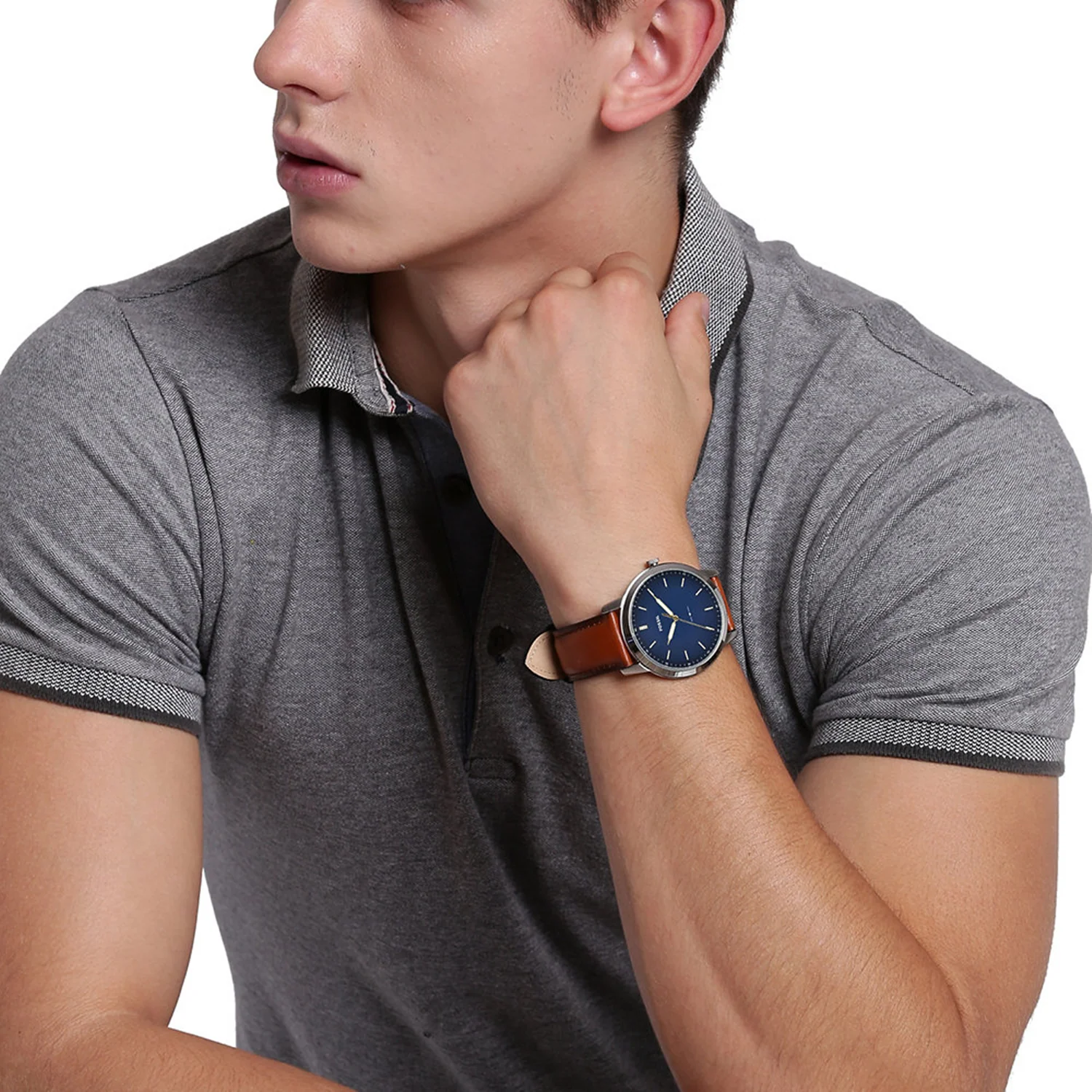 Fossil The Minimalist Silberne Und Blaue Herrenuhr FS5304 - Image 2