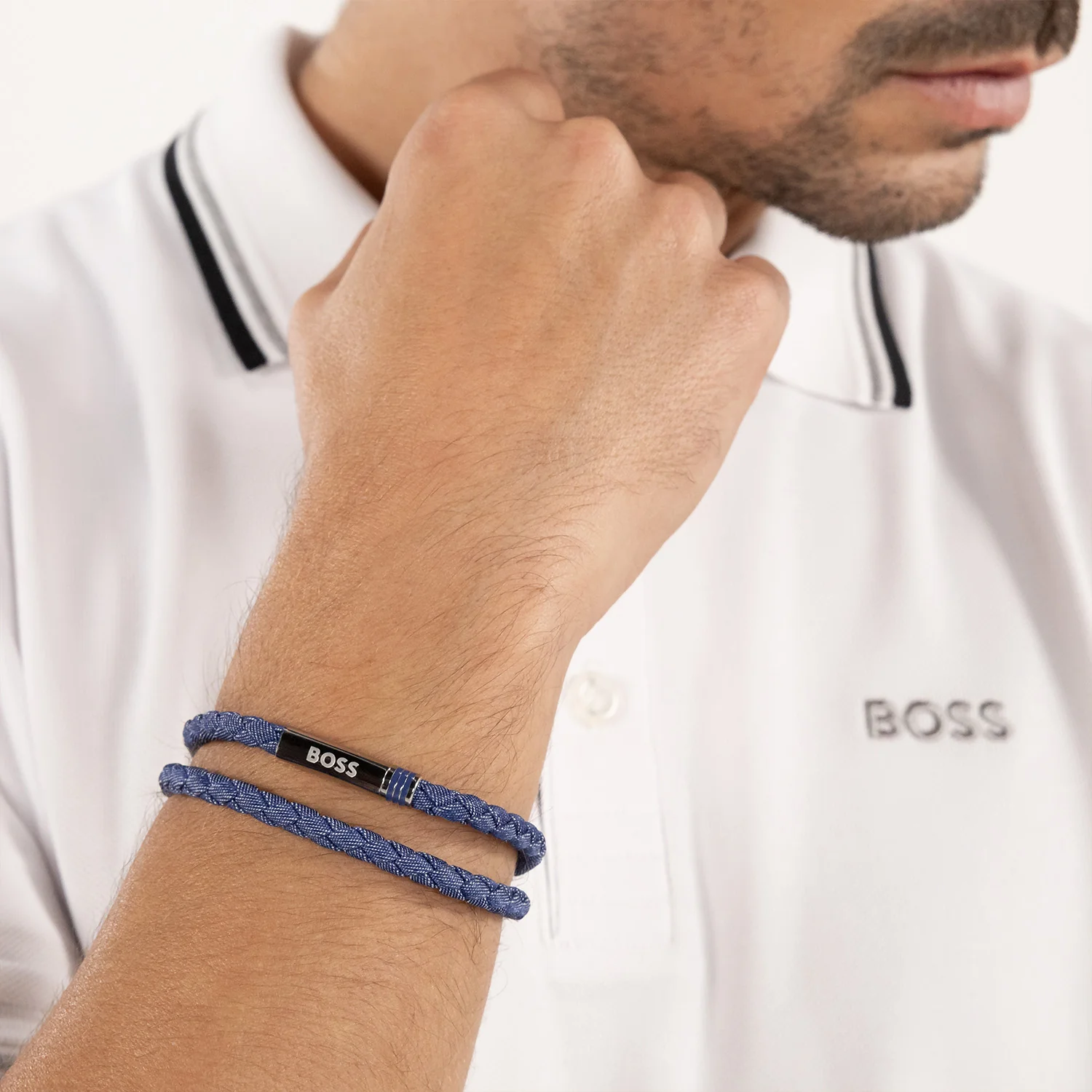 Hugo Boss Synthetische Faser Blaues Herren Geflochtenes Armband HBJ1580800 - Image 2