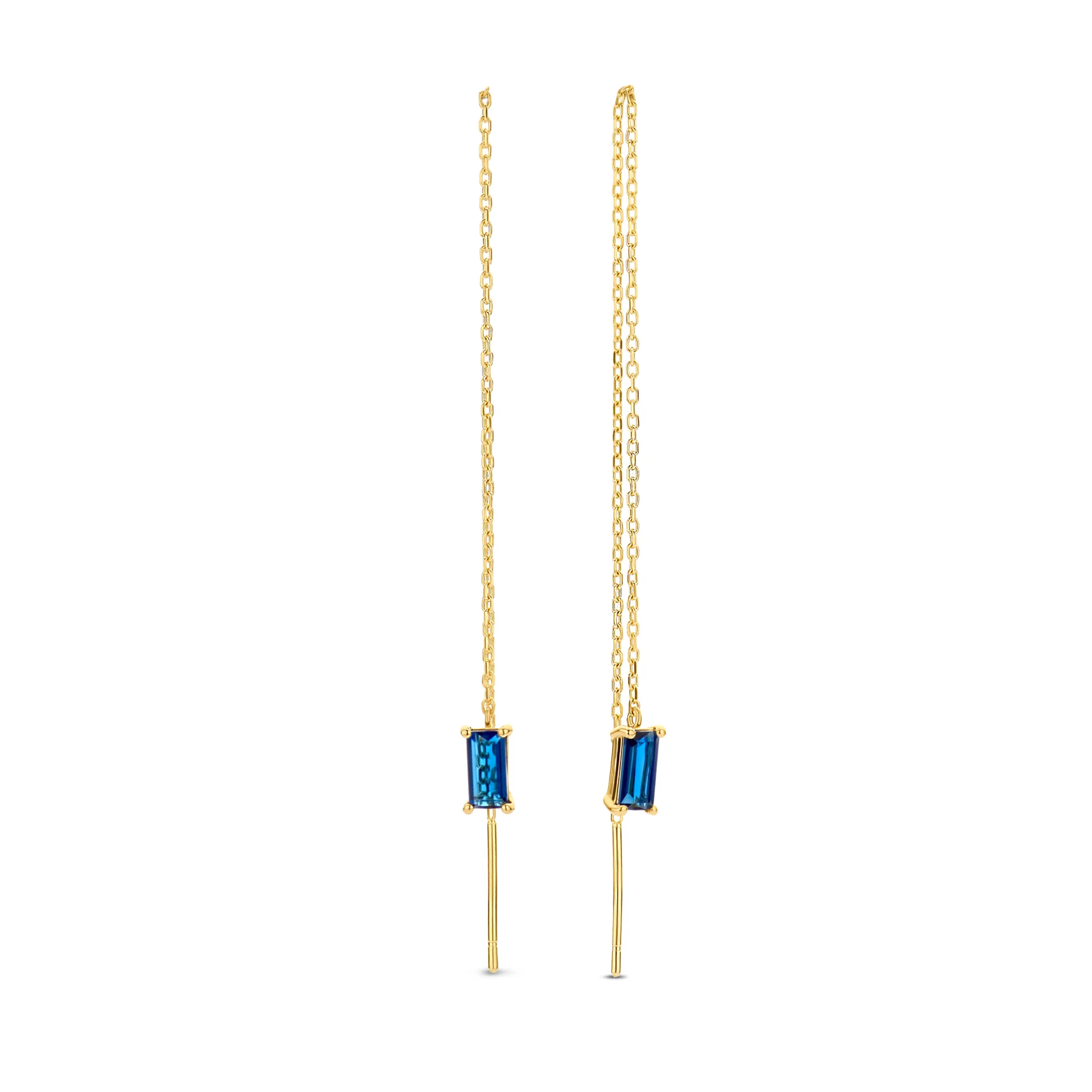 Isabel Bernard Baguette Odie 14 karaat gouden oorhangers IB360073
