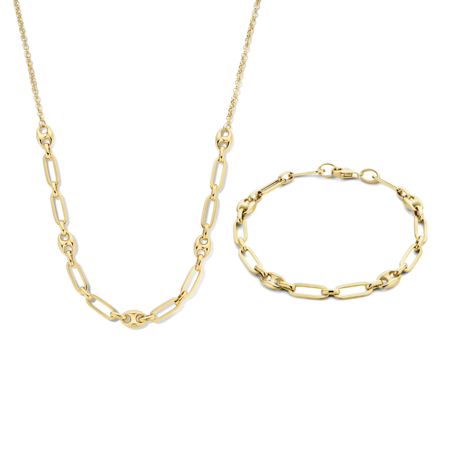 Isabel Bernard Cadeau d'Isabel 14 Karat Gold Halskette und Armband Geschenkset mit Ketten IB90181