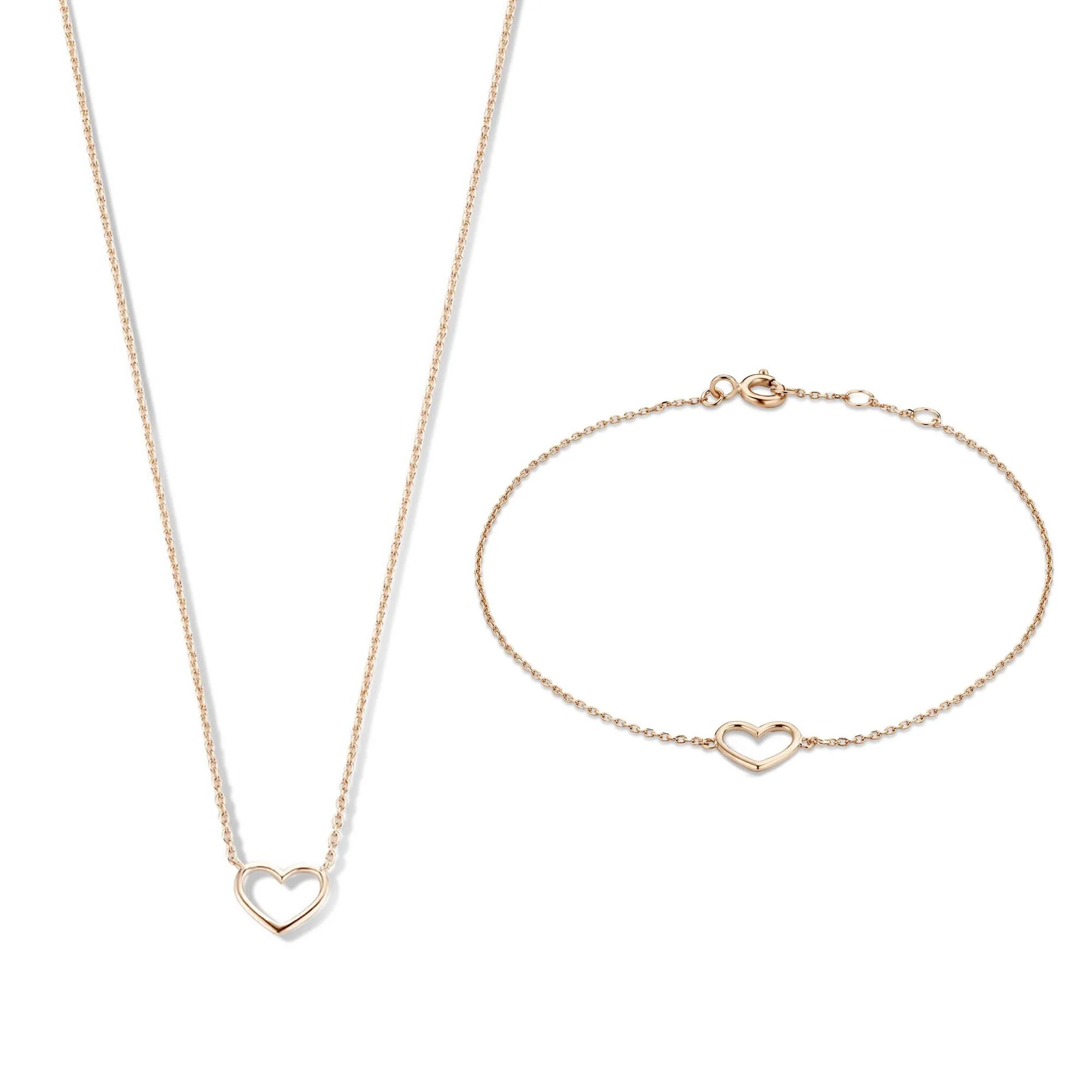 Isabel Bernard Cadeau d'Isabel 14 Karat | Roségold Halskette und Armband Geschenksets IB90060