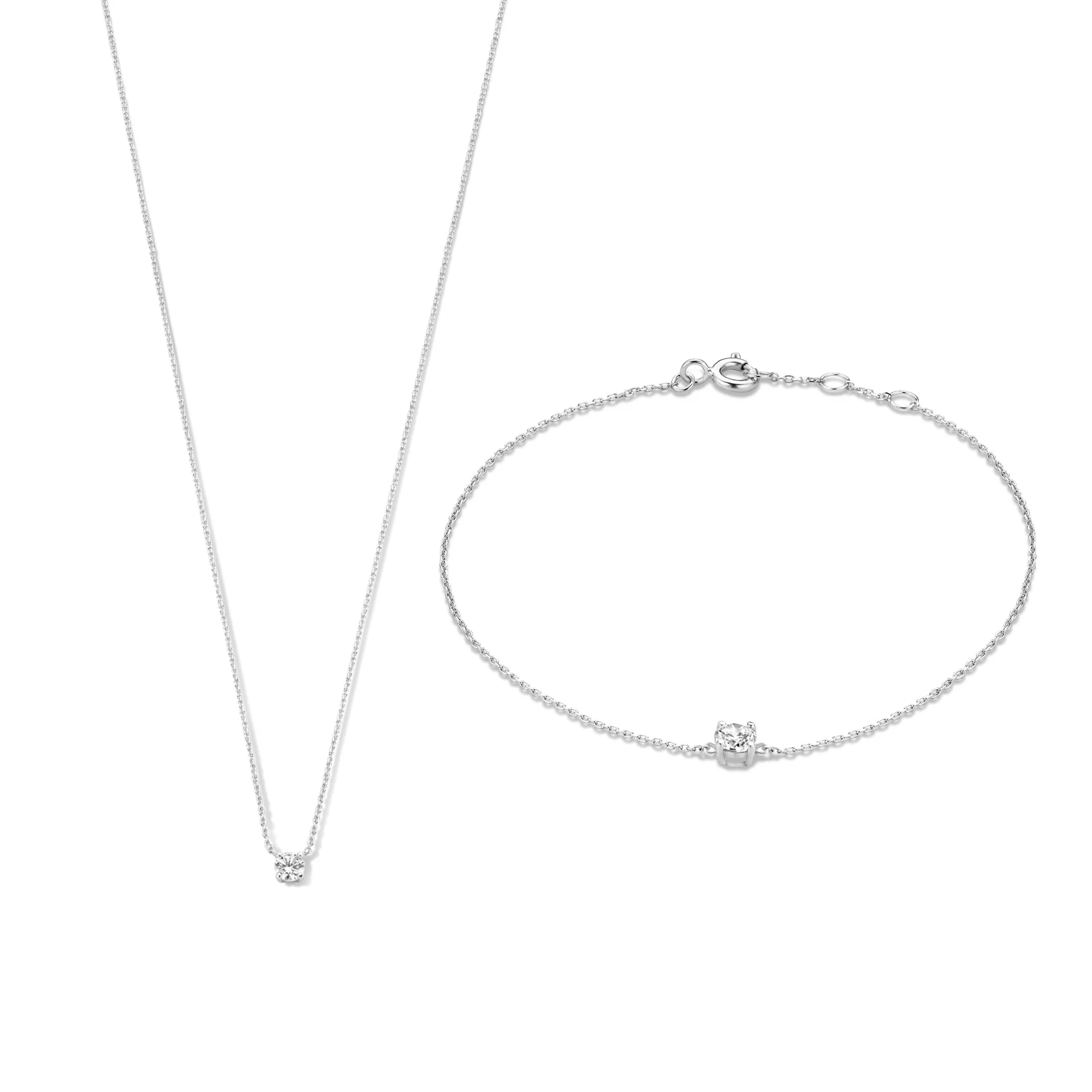 Isabel Bernard Cadeau d'Isabel 14 Karat | Weißgold Halskette und Armband Geschenksets IB90030