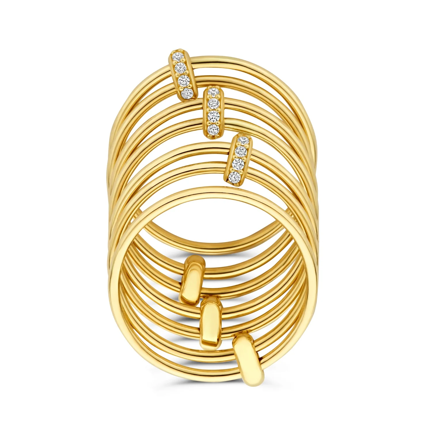 Isabel Bernard Cour d'Honneur Adora 14 karat golden 7-piece multiring with zirkonia stones IB330107-52 - Image 7