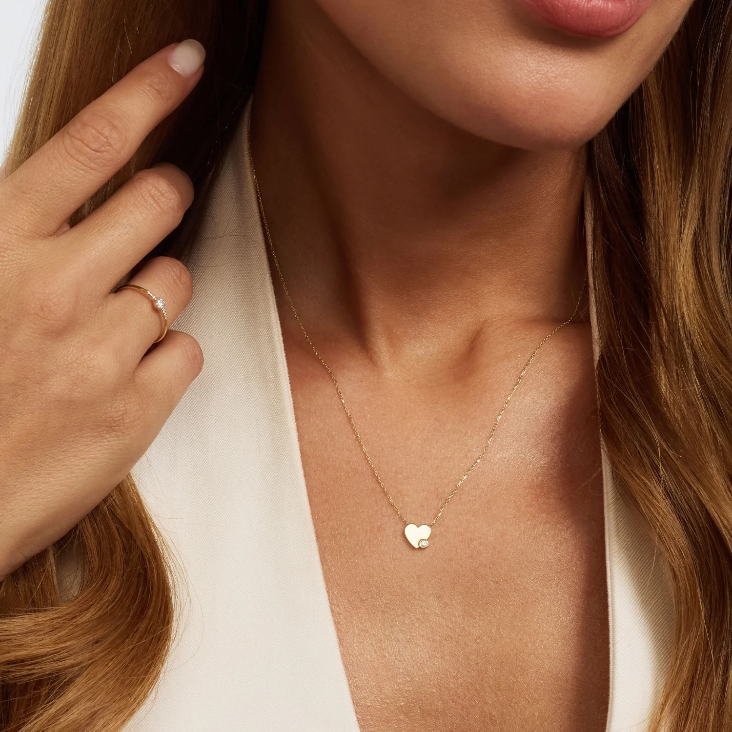 Isabel Bernard De la Paix Amore 14 Karat gold necklace with diamond 0.02 carat IBD350028 - Image 3