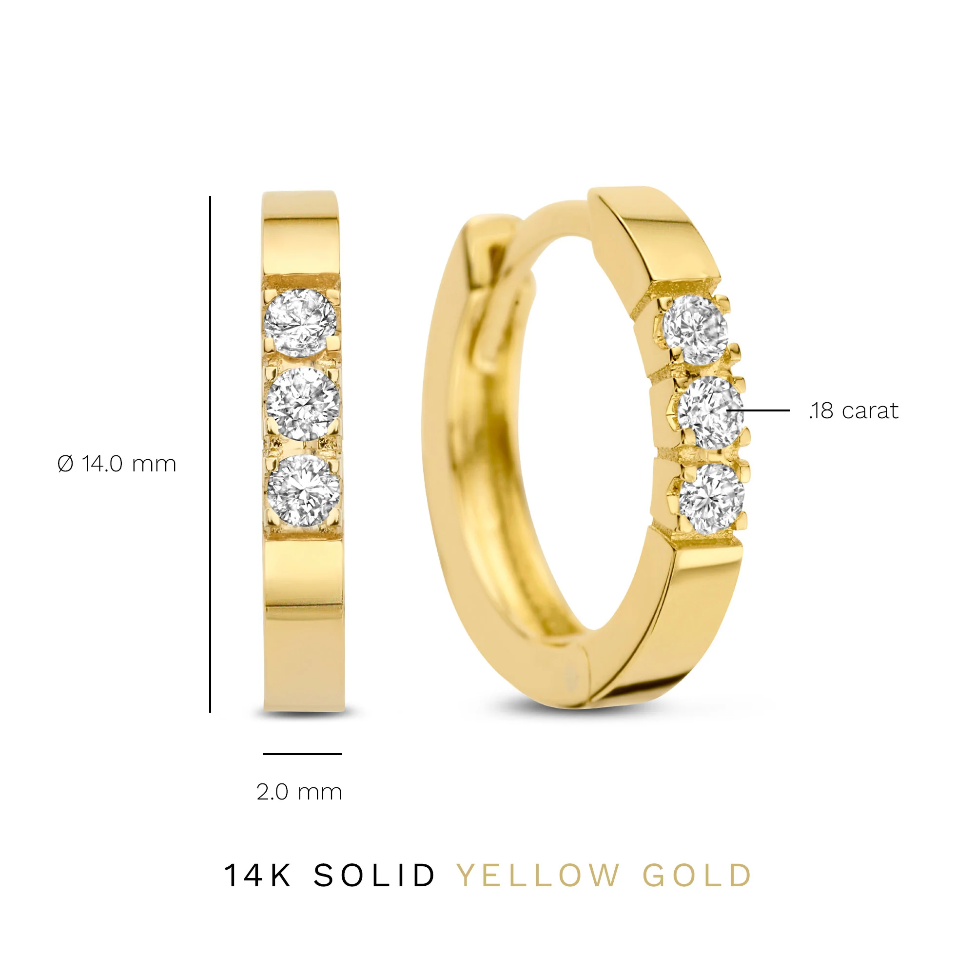 Isabel Bernard De la Paix Madeline 14 Karat | Gold Reif-Ohrringe | Diamant 0.15 Karat | IBD360018 - Image 7