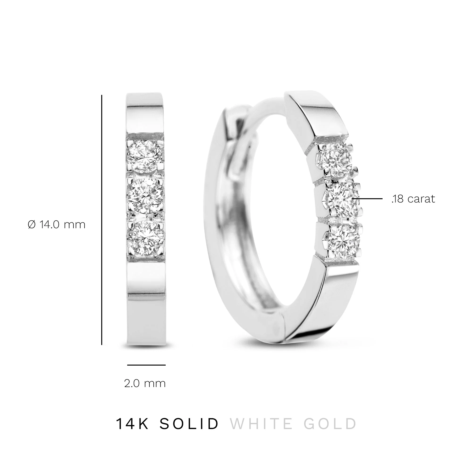 Isabel Bernard De la Paix Madeline 14 Karat | Weißgold Reif-Ohrringe | Diamant 0.15 Karat | IBD360017 - Image 9