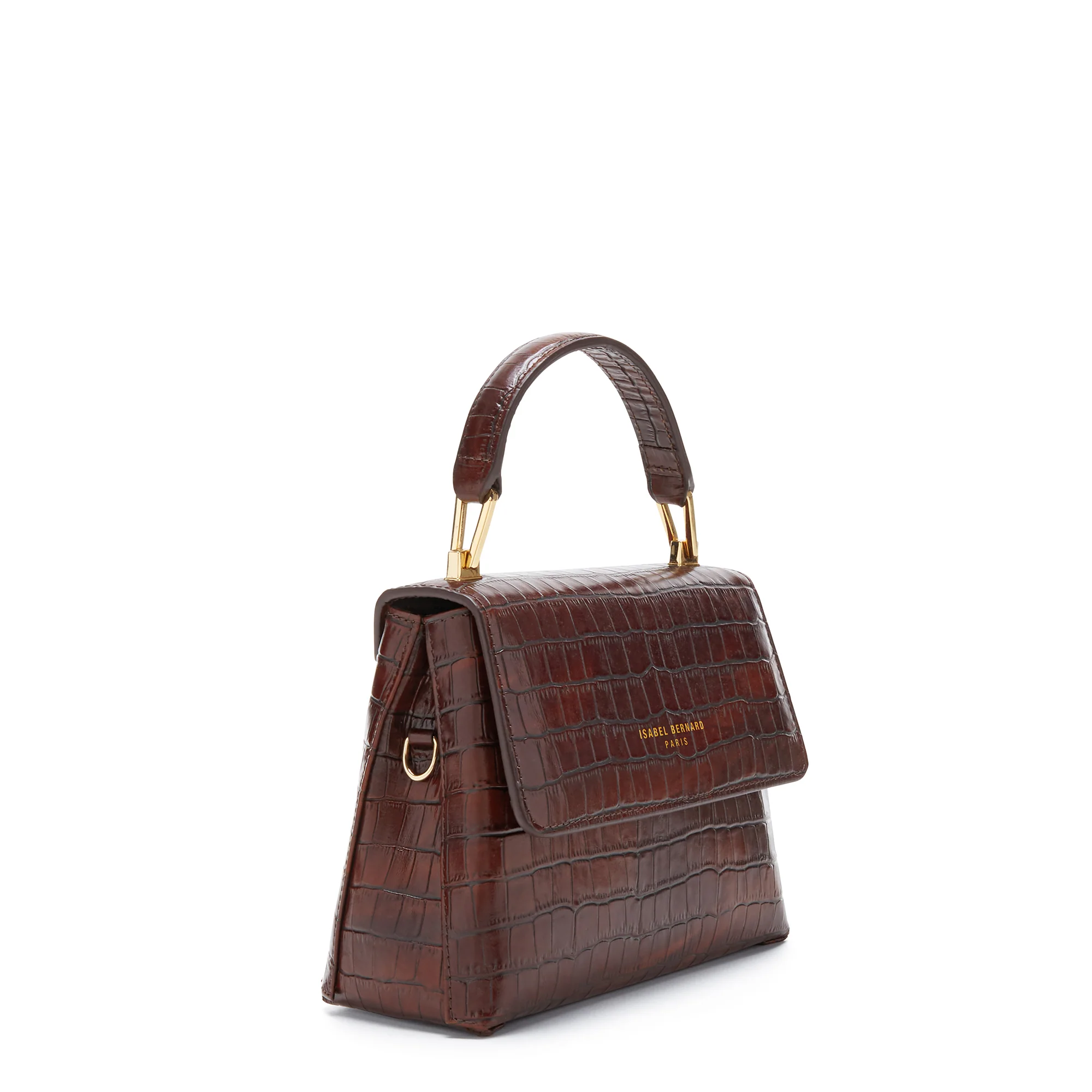 Isabel Bernard Femme Forte Heline Kroko Braun Kalbsleder Handtasche IB21013 - Image 5