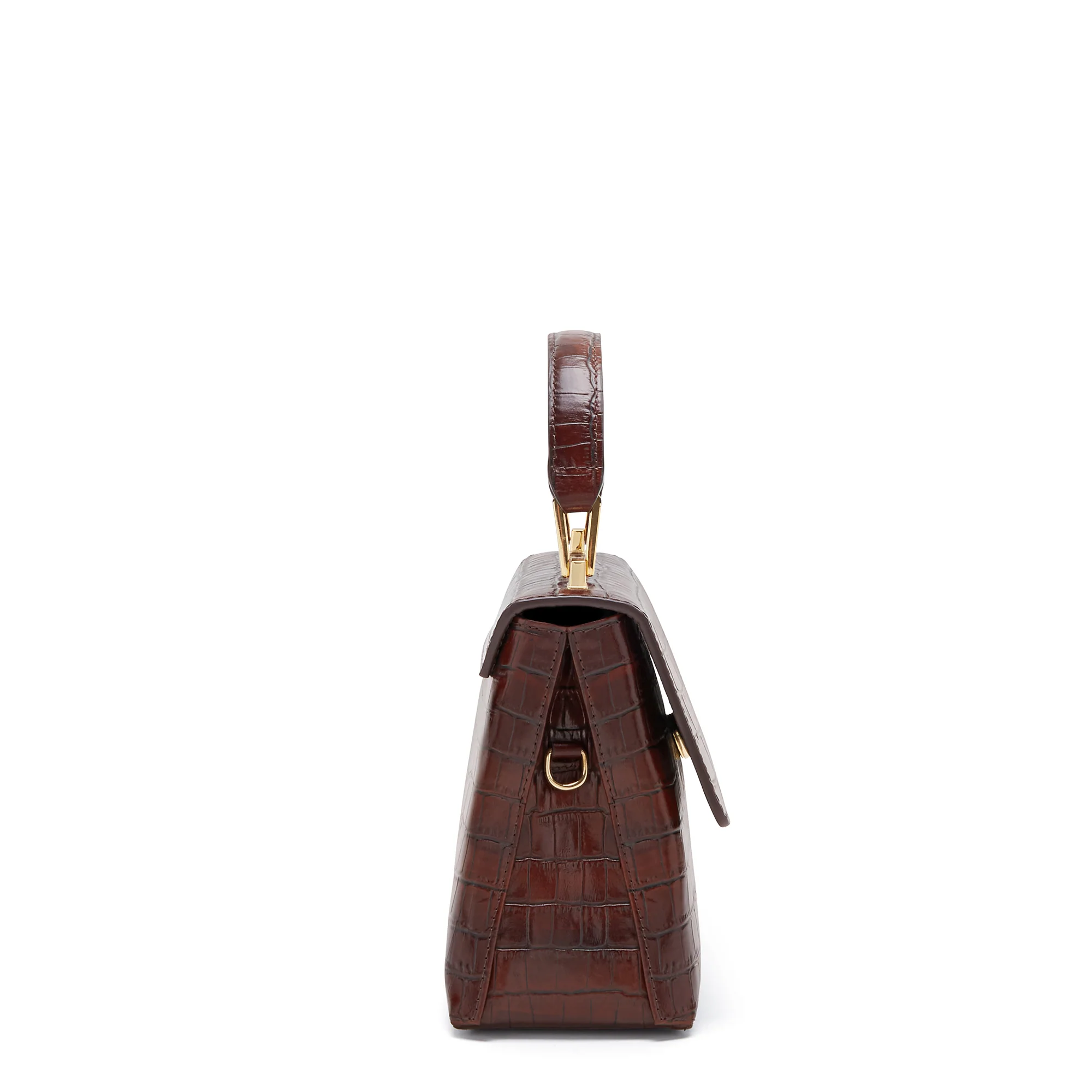 Isabel Bernard Femme Forte Heline Kroko Braun Kalbsleder Handtasche IB21013 - Image 6