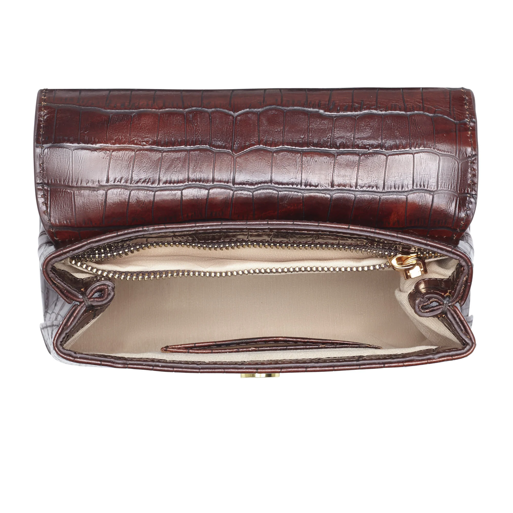 Isabel Bernard Femme Forte Heline Kroko Braun Kalbsleder Handtasche IB21013 - Image 8