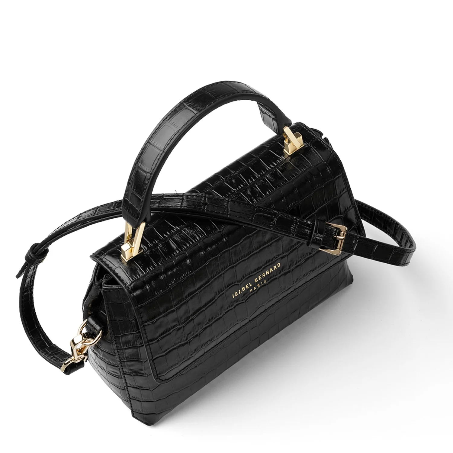 Isabel Bernard Femme Forte Heline Kroko Schwarz Kalbsleder Handtasche IB21037 - Image 10