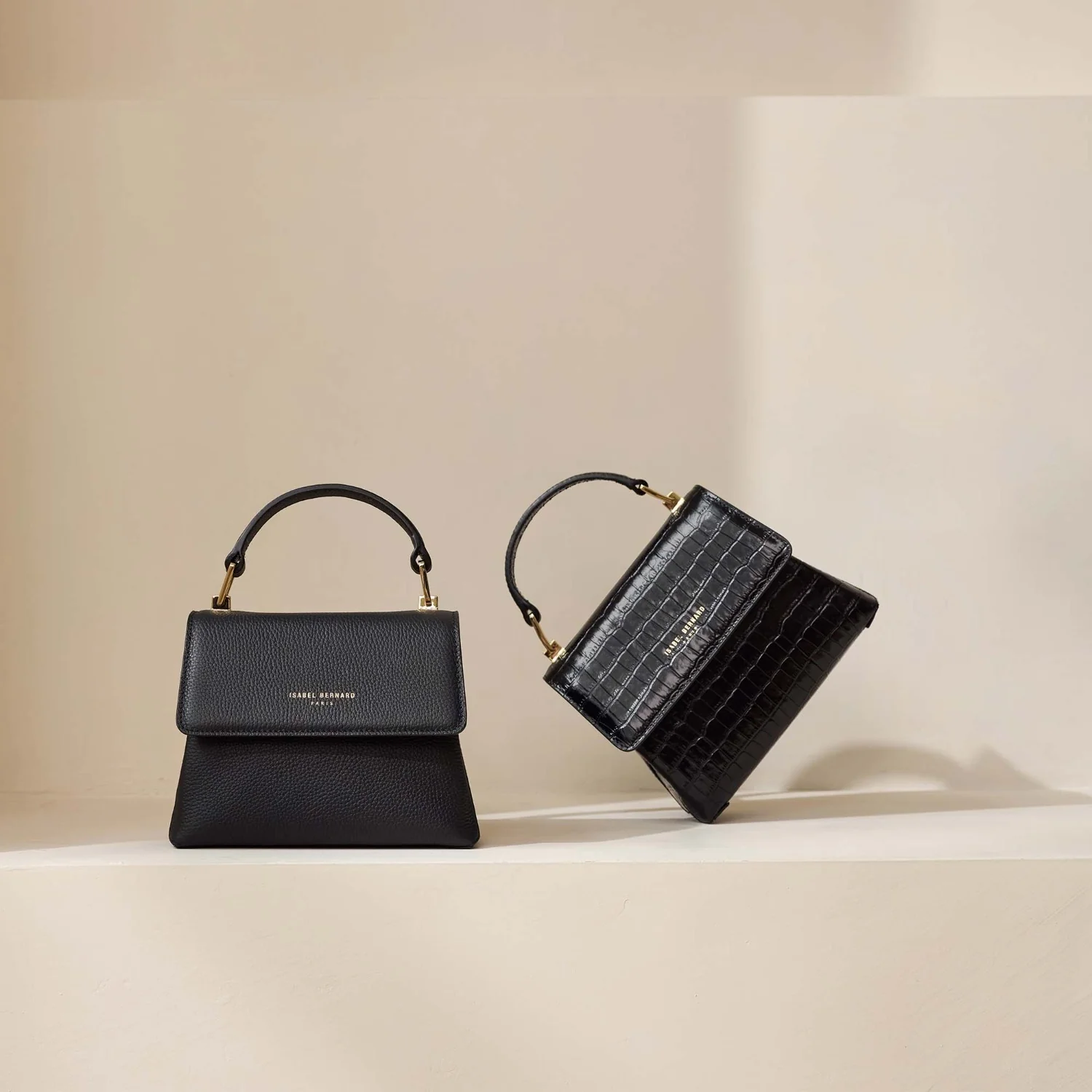 Isabel Bernard Femme Forte Heline Kroko Schwarz Kalbsleder Handtasche IB21037 - Image 4