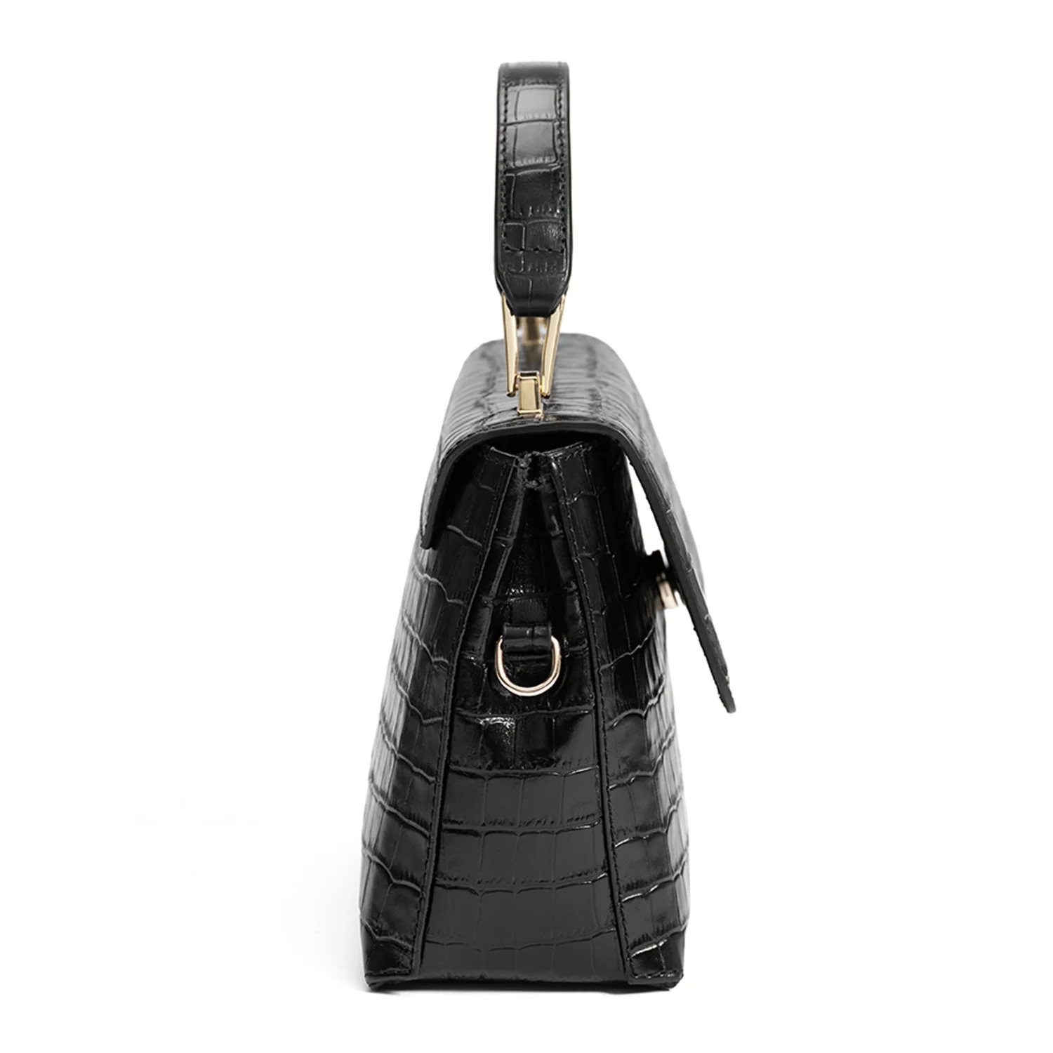 Isabel Bernard Femme Forte Heline Kroko Schwarz Kalbsleder Handtasche IB21037 - Image 5