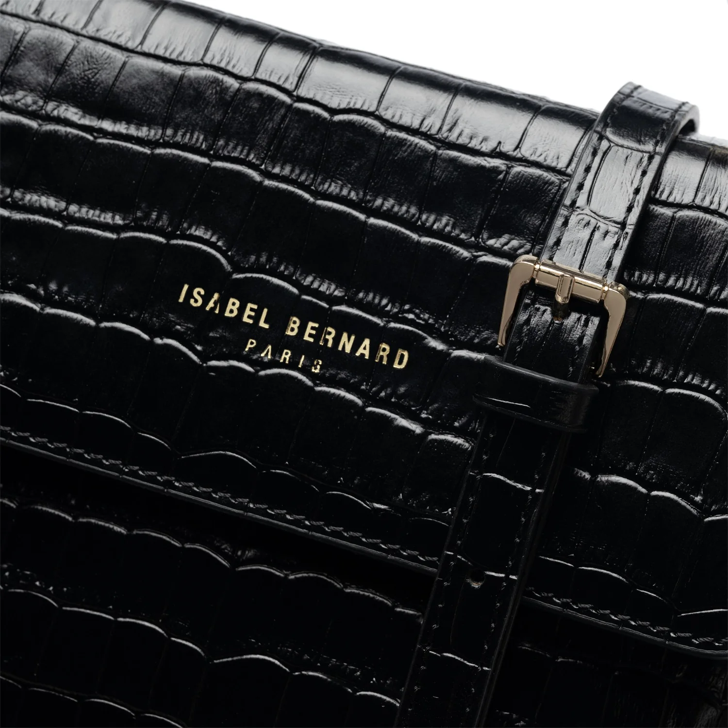 Isabel Bernard Femme Forte Heline Kroko Schwarz Kalbsleder Handtasche IB21037 - Image 8