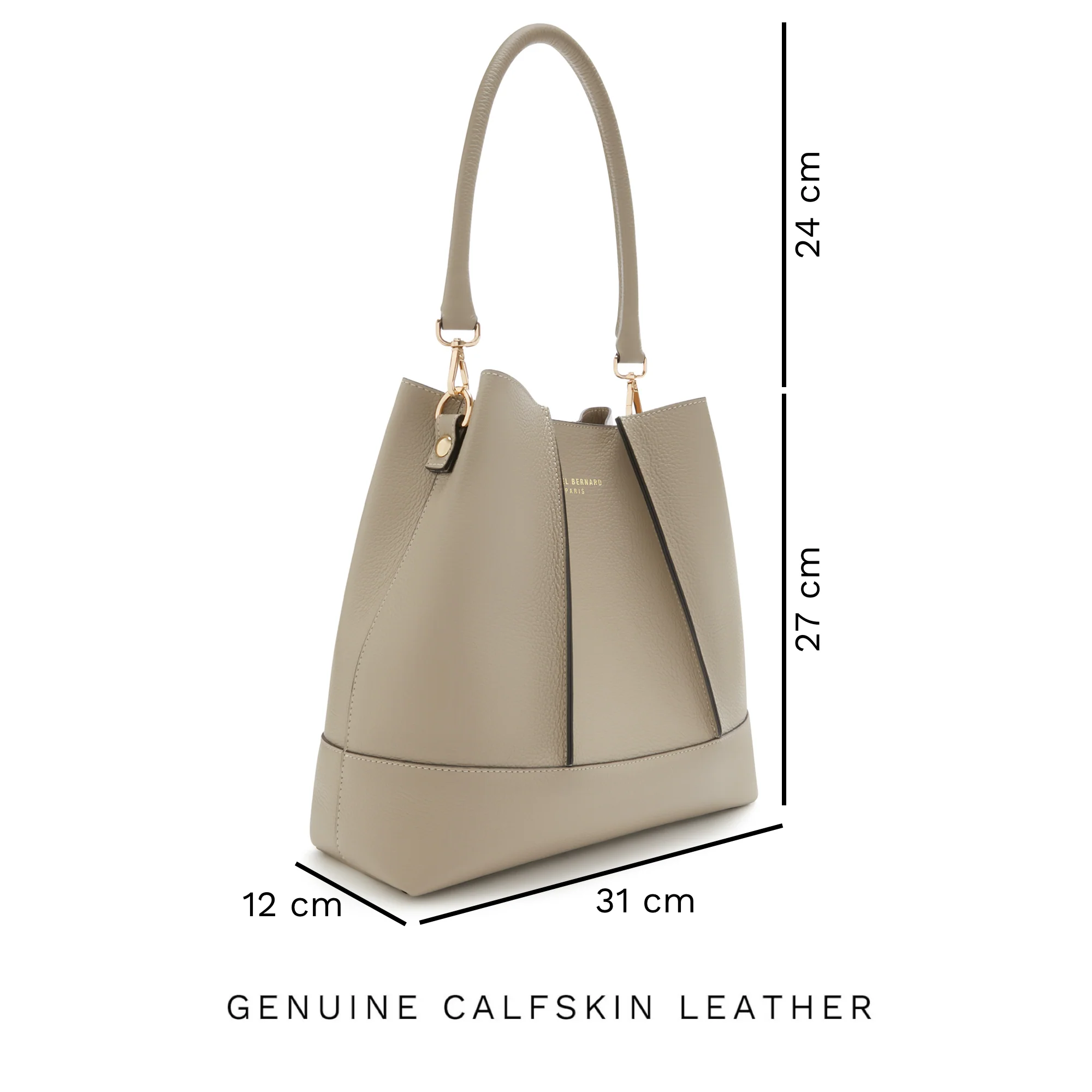 Isabel Bernard Femme Forte Macie Taupe Umhängetasche aus Kalbsleder IB25074-078 - Image 10