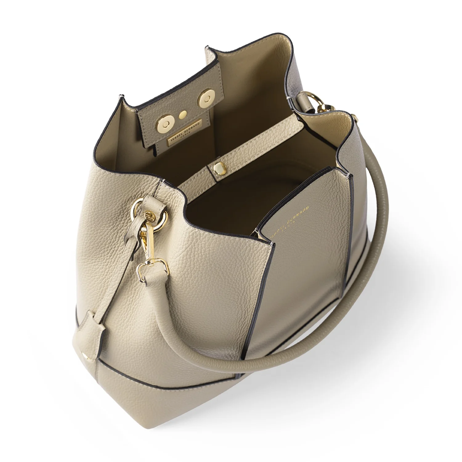 Isabel Bernard Femme Forte Macie Taupe Umhängetasche aus Kalbsleder IB25074-078 - Image 9