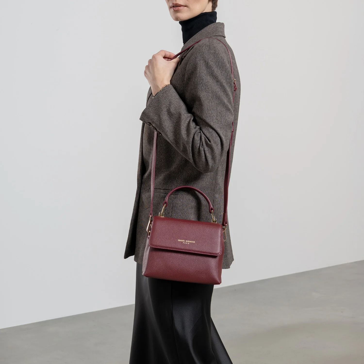Isabel Bernard Femme Forte Heline Bordeaux Kalbsleder Handtasche IB21121 - Image 2