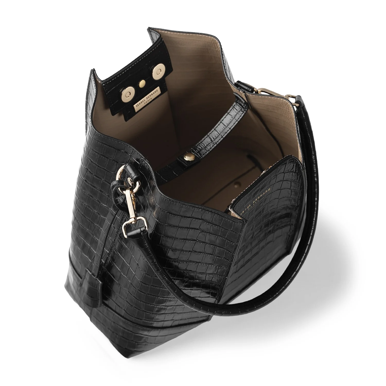 Isabel Bernard Femme Forte Macie Kroko Schwarz Kalbsleder Handtasche IB25074-201 - Image 10