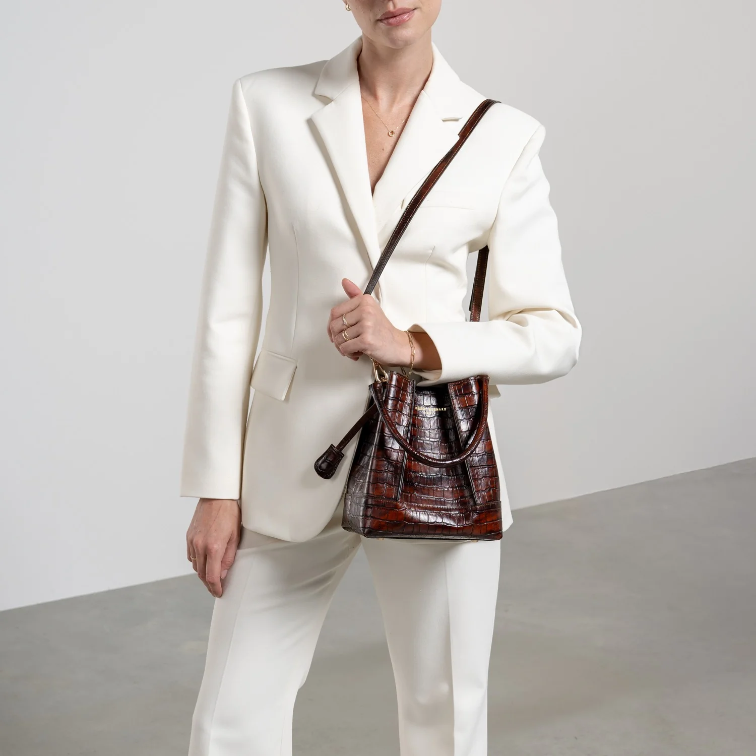 Isabel Bernard Femme Forte Minette Kroko Braun Kalbsleder Handtasche IB21114-230 - Image 3