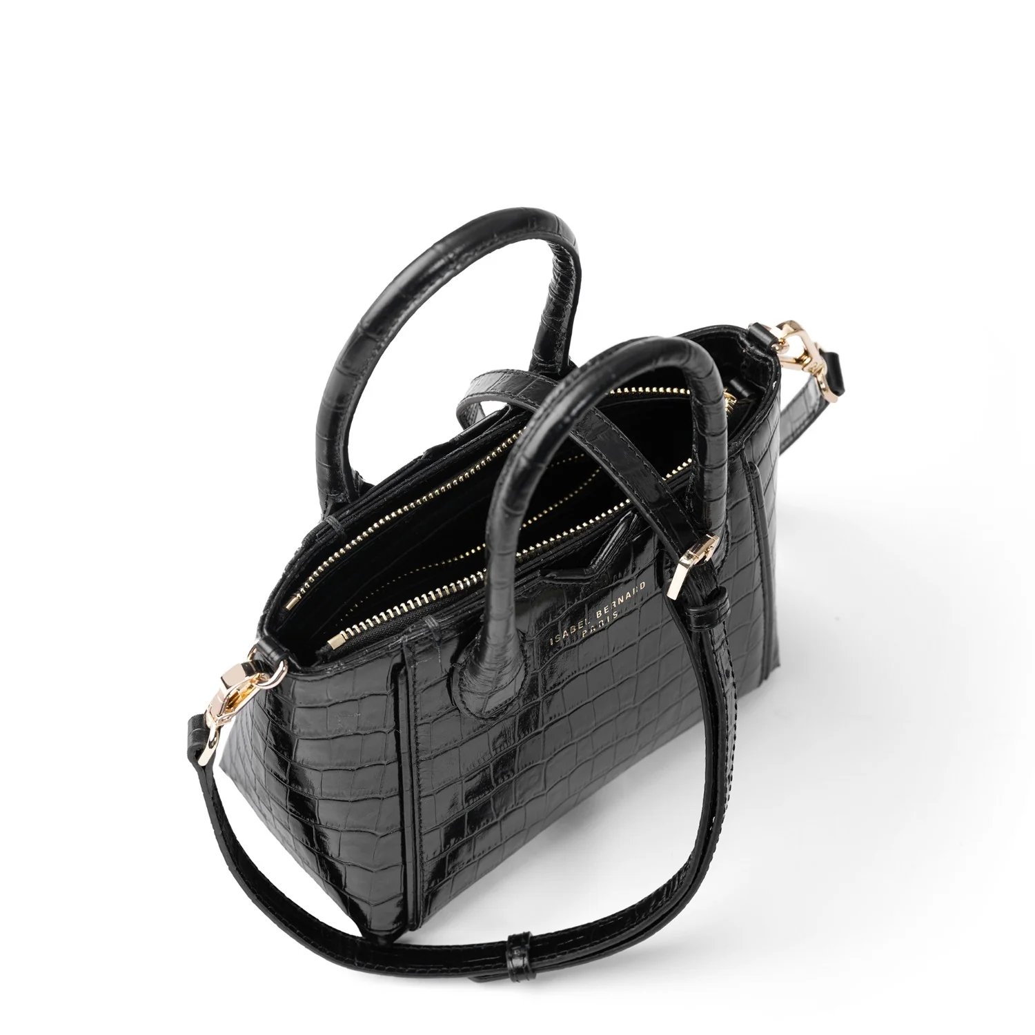Isabel Bernard Honoré Cloe Mini Kroko Schwarz Kalbsleder Handtasche IB21124-201 - Image 9