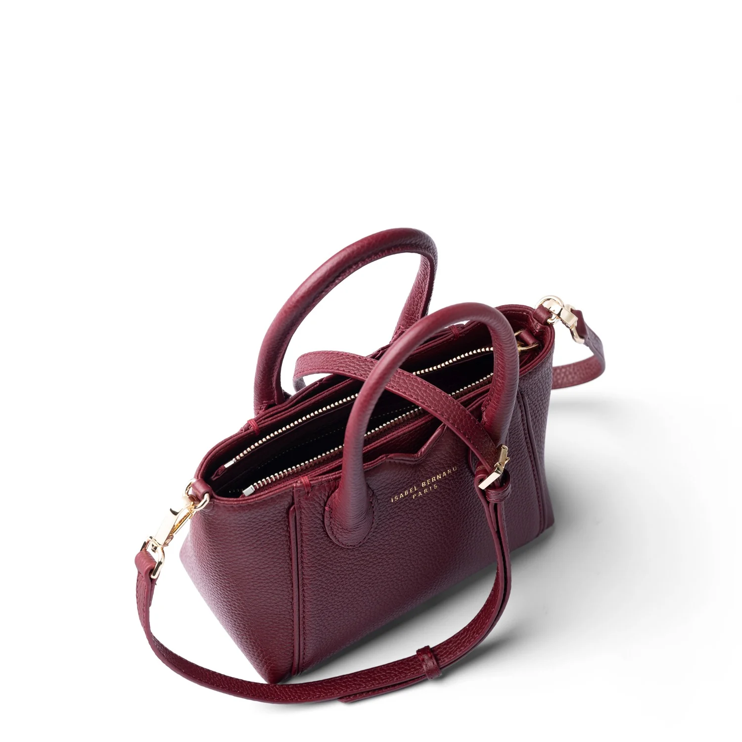 Isabel Bernard Honoré Cloe Mini Bordeaux Kalbsleder Handtasche IB21124-052 - Image 10