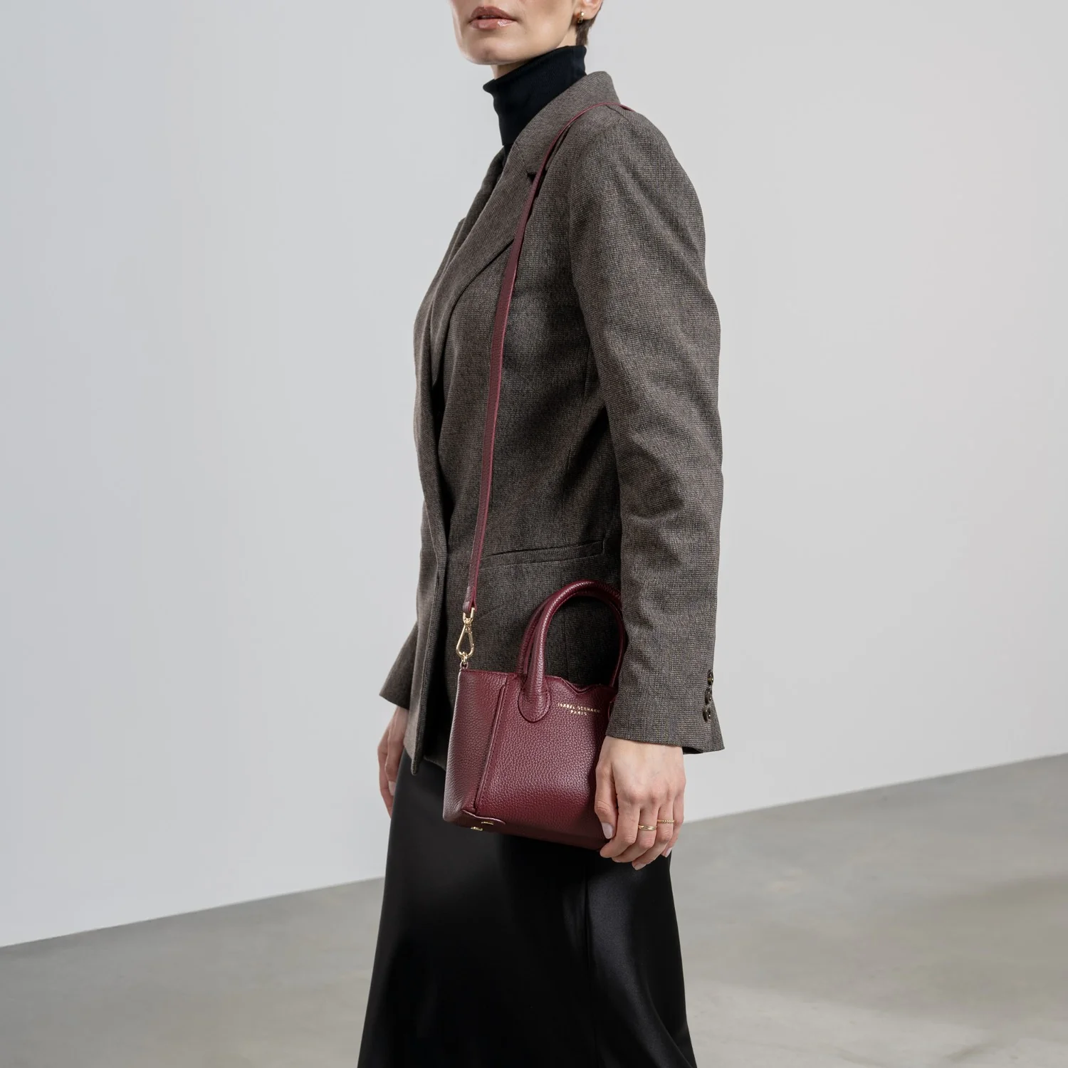 Isabel Bernard Honoré Cloe Mini Bordeaux Kalbsleder Handtasche IB21124-052 - Image 2