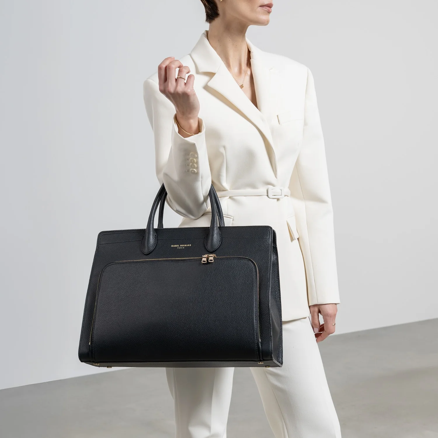 Isabel Bernard Honoré Nadine Schwarze Leder Handtasche aus Kalbsleder IB25032 - Image 2