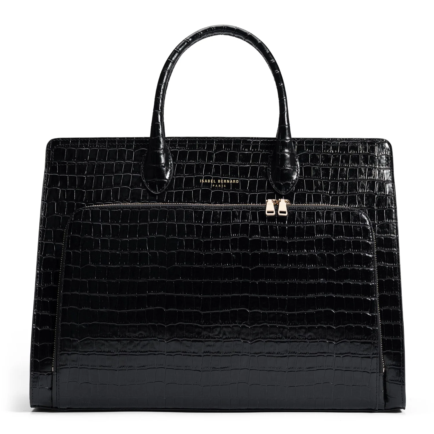 Isabel Bernard Honoré Nadine Schwarze Kroko Leder Handtasche aus Kalbsleder IB25033