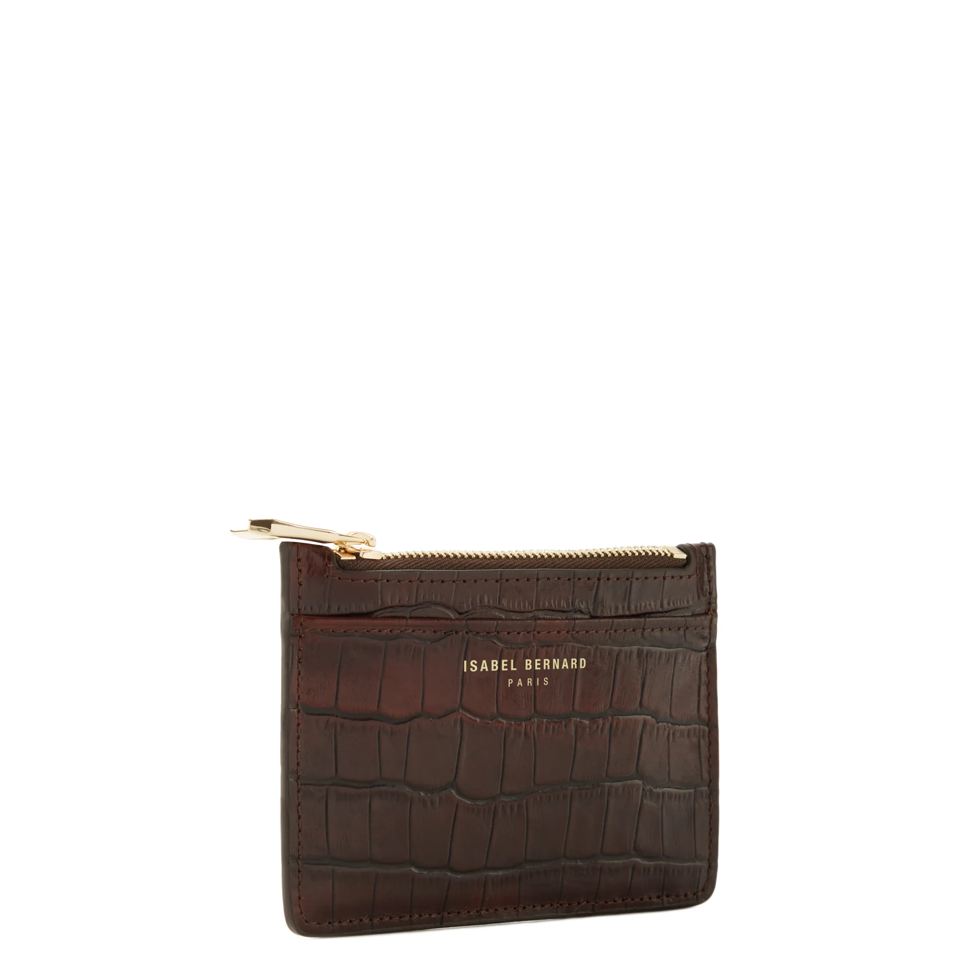 Isabel Bernard Honoré Aveline Kroko Braunes Leder Damen Kartenhalter aus Kalbsleder IB27019 - Image 5
