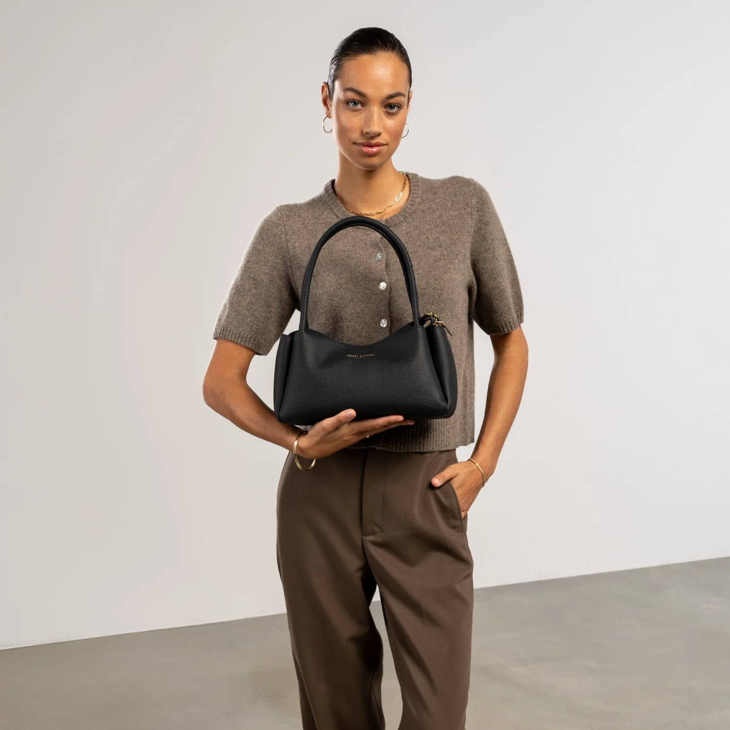Isabel Bernard Honoré Eve Schwarze Handtasche aus Kalbsleder IB21133-001 - Image 2