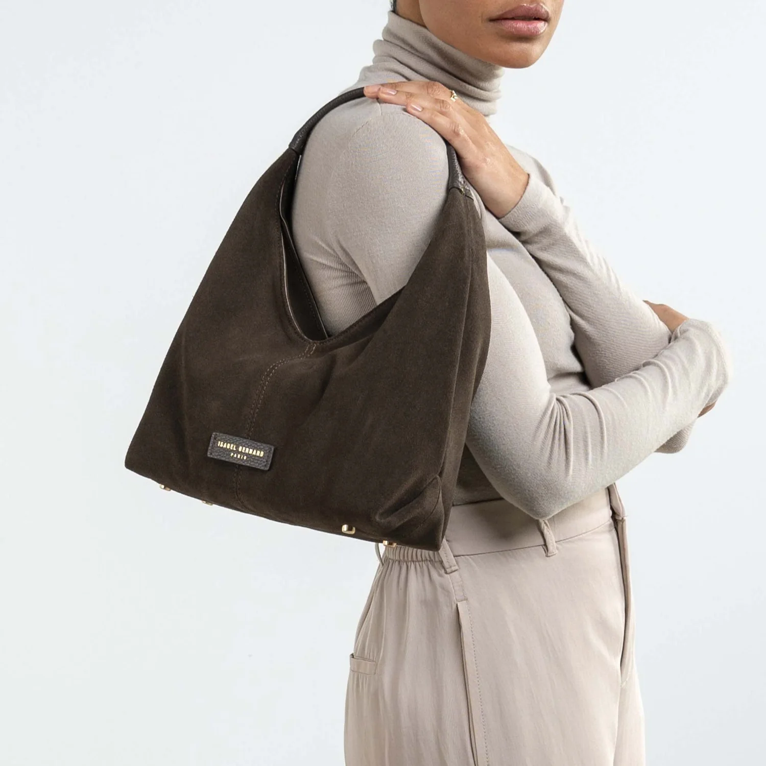Isabel Bernard Honoré Grace Mini dunkelbraune Wildleder-Handtasche IB21132-131 - Image 2