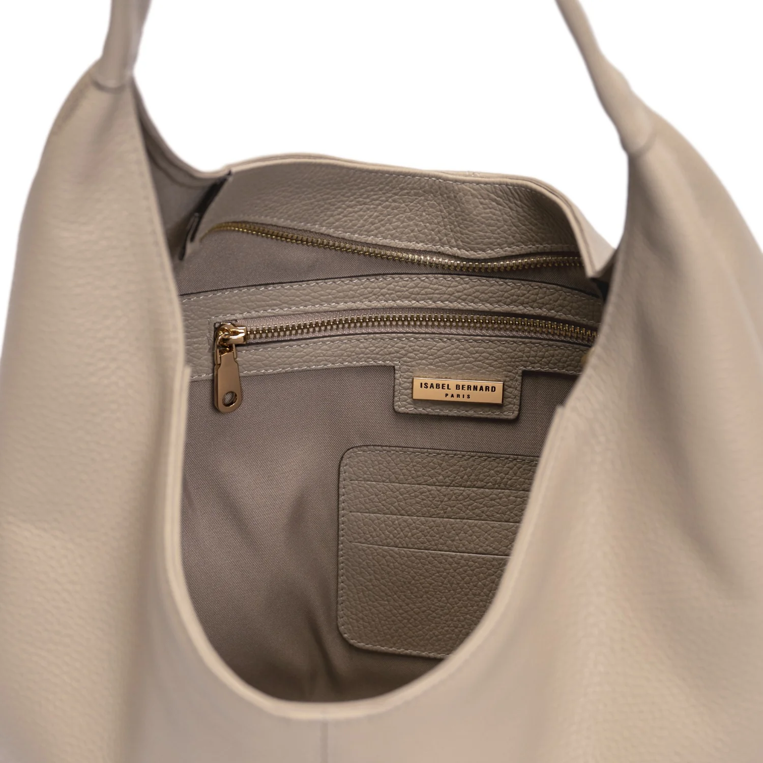 Isabel Bernard Honoré Grace taupefarbene Leder-Schultertasche aus Kalbsleder IB25093-078 - Image 7