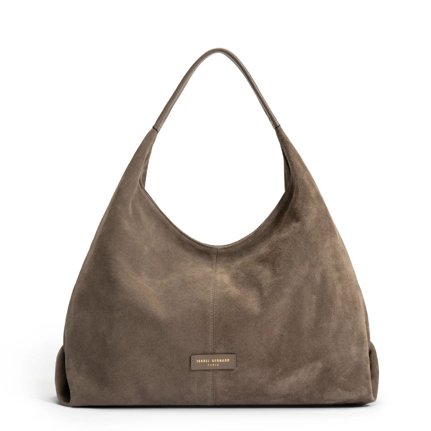 Isabel Bernard Honoré Grace taupefarbene Wildleder-Schultertasche IB25093-178