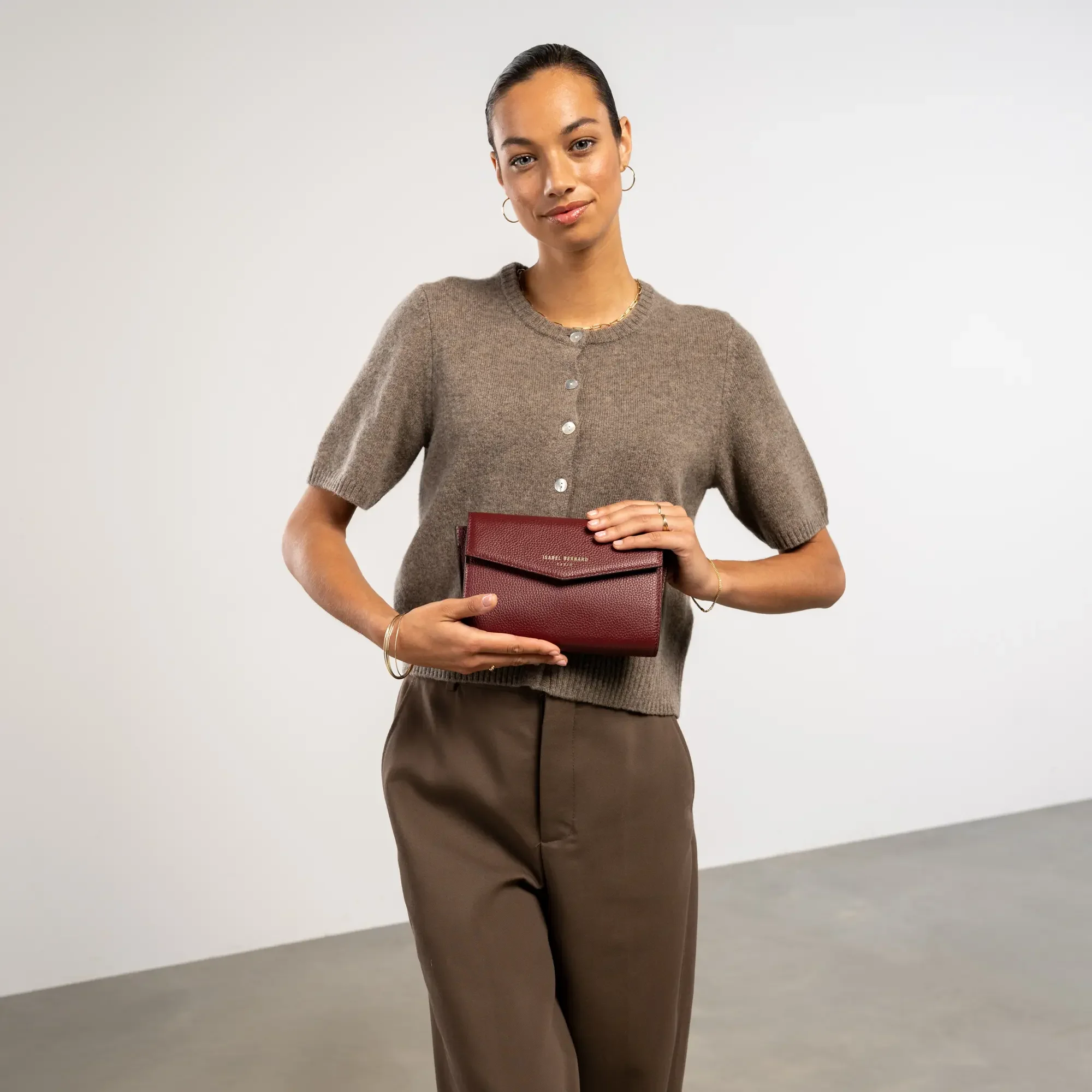 Isabel Bernard Honoré Lina Bordeauxrote Clutch Mit Abnehmbarer Schulterkette IB21135-052 - Image 5