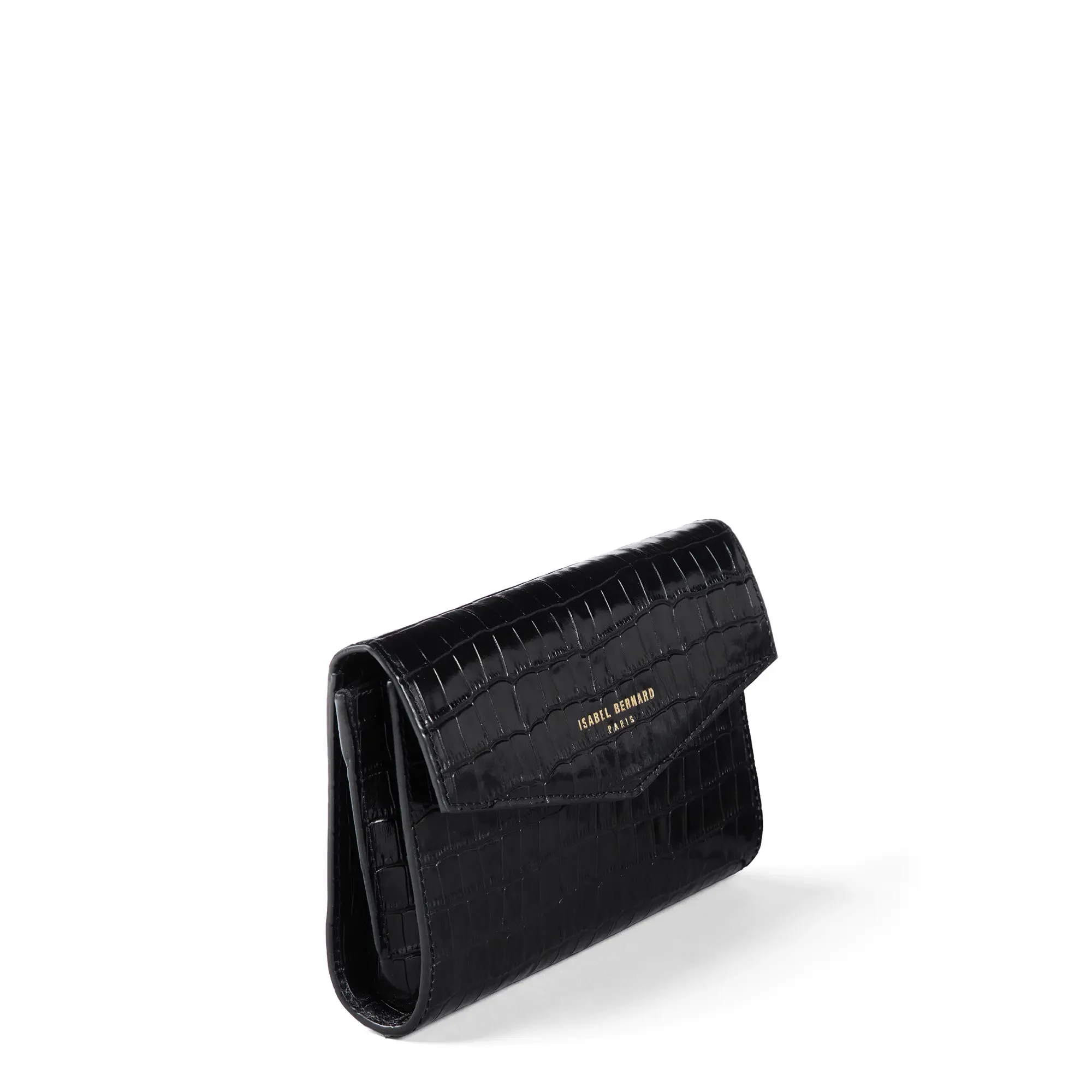 Isabel Bernard Honoré Lina Croco Schwarze Clutch Mit Abnehmbarer Schulterkette IB21135-201 - Image 6