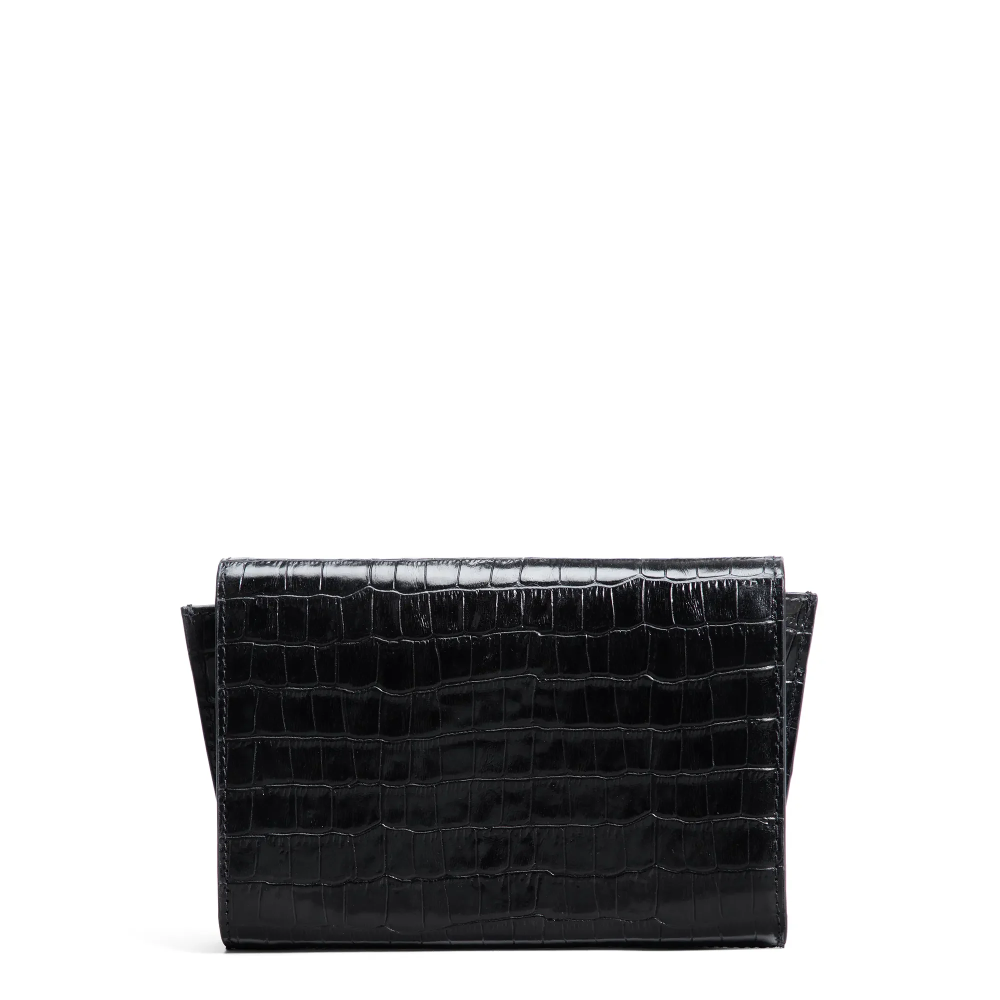 Isabel Bernard Honoré Lina Croco Schwarze Clutch Mit Abnehmbarer Schulterkette IB21135-201 - Image 8