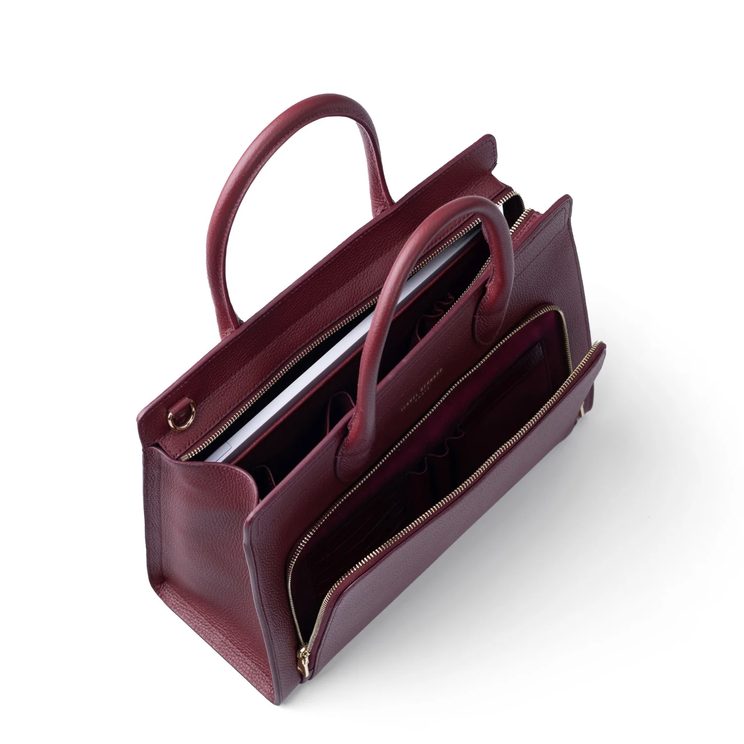 Isabel Bernard Honoré Nadine bordeauxrote Handtasche aus Kalbsleder mit 13-Zoll-Laptopfach IB25110-052-13 - Image 10