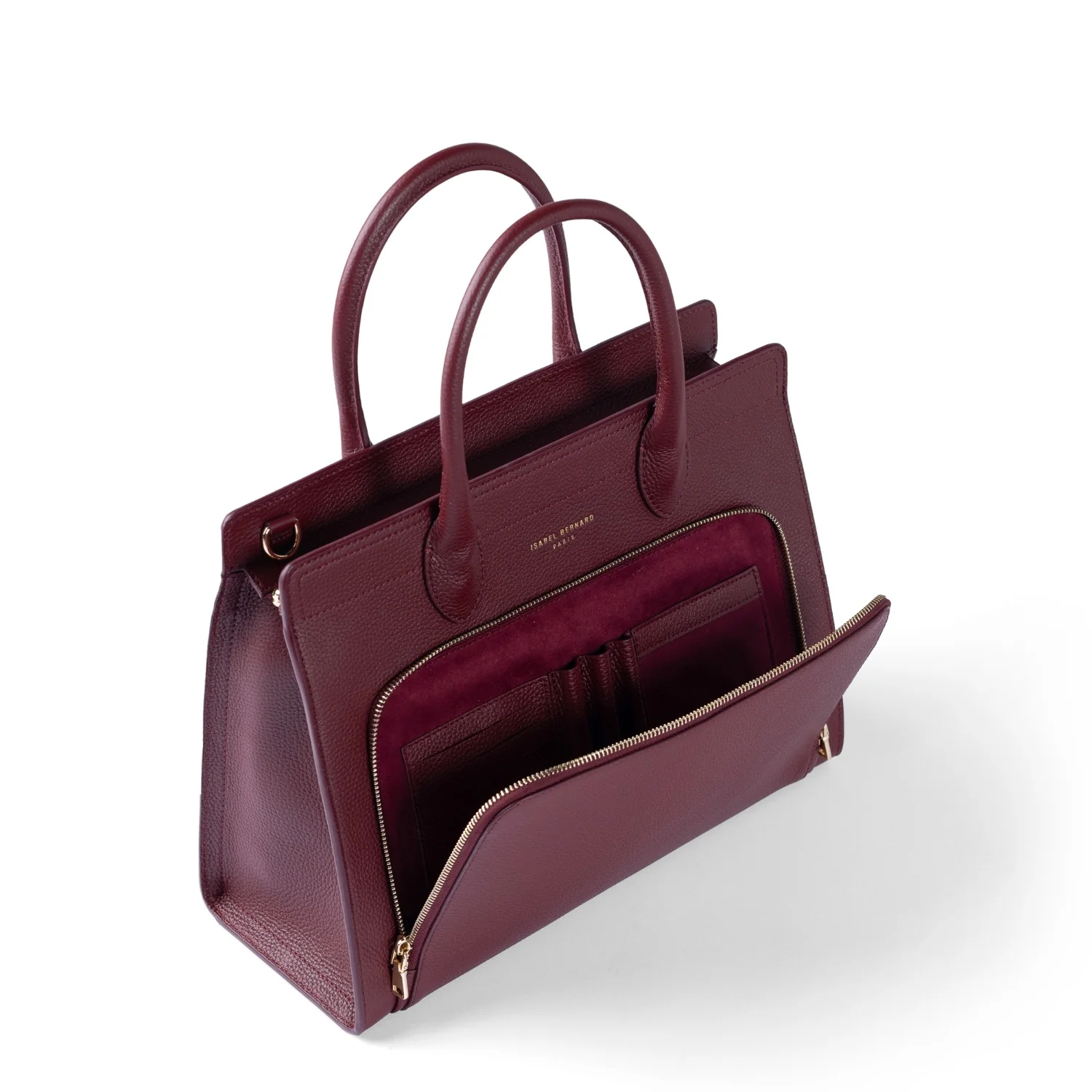 Isabel Bernard Honoré Nadine bordeauxrote Handtasche aus Kalbsleder mit 13-Zoll-Laptopfach IB25110-052-13 - Image 9