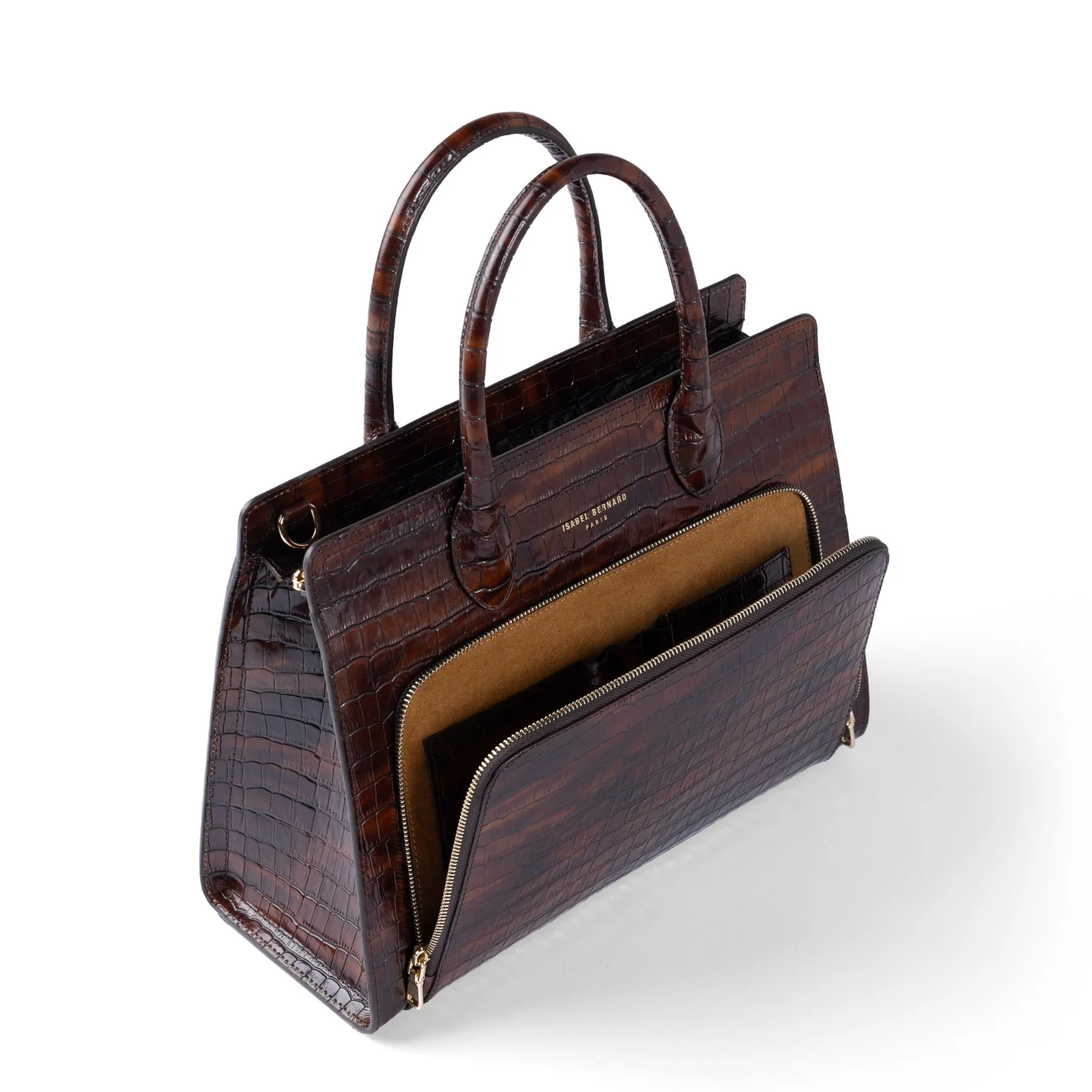 Isabel Bernard Honoré Nadine Kroko braune Handtasche aus Kalbsleder mit 13-Zoll-Laptopfach IB25110-230-13 - Image 10